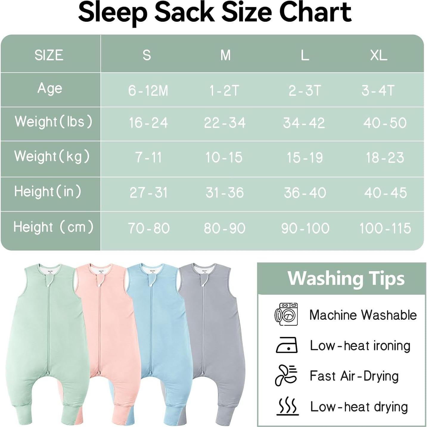 Saco de dormir unisex EasyFi 6-12 meses 1.0 Tog bambú verde