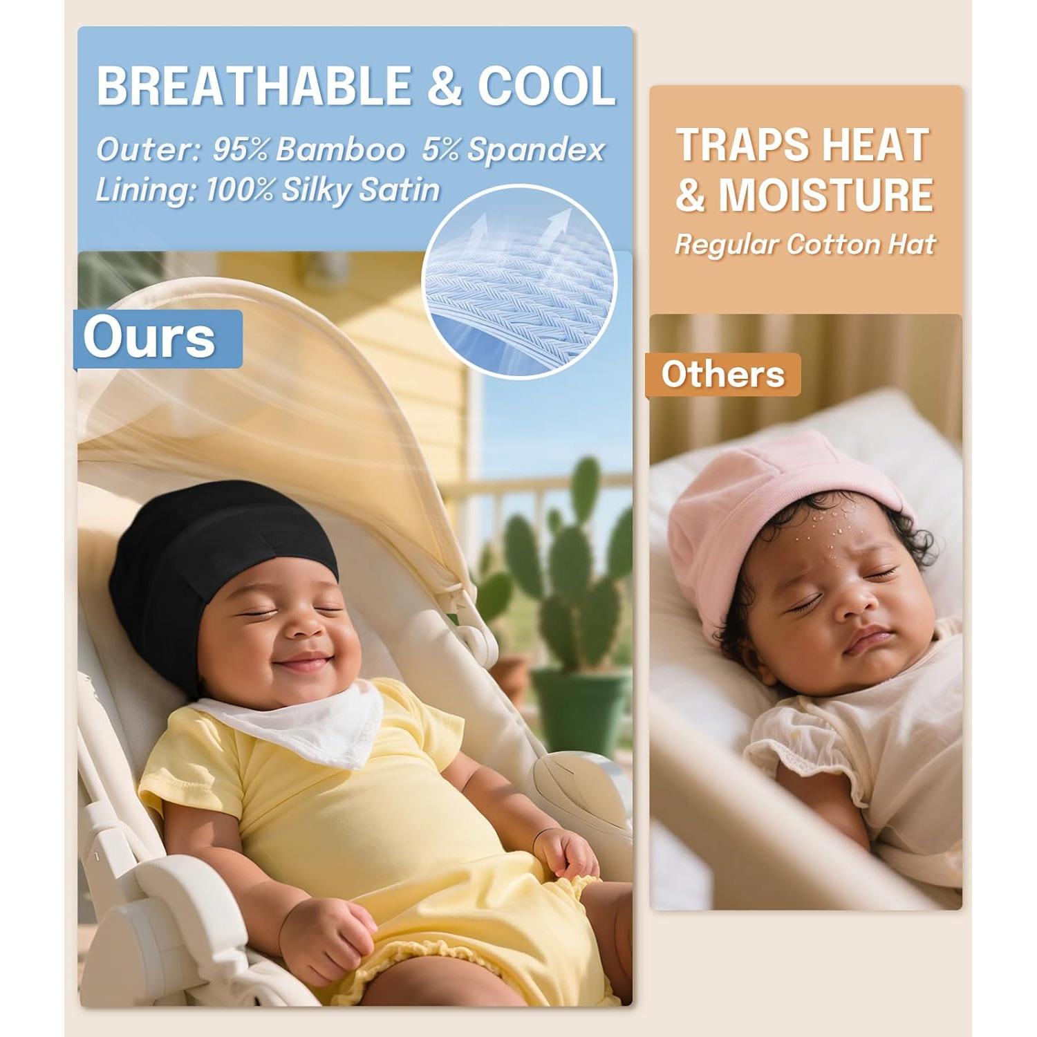 Bonete de Dormir Fittia para Bebés 0-6 Meses, Satén Suave