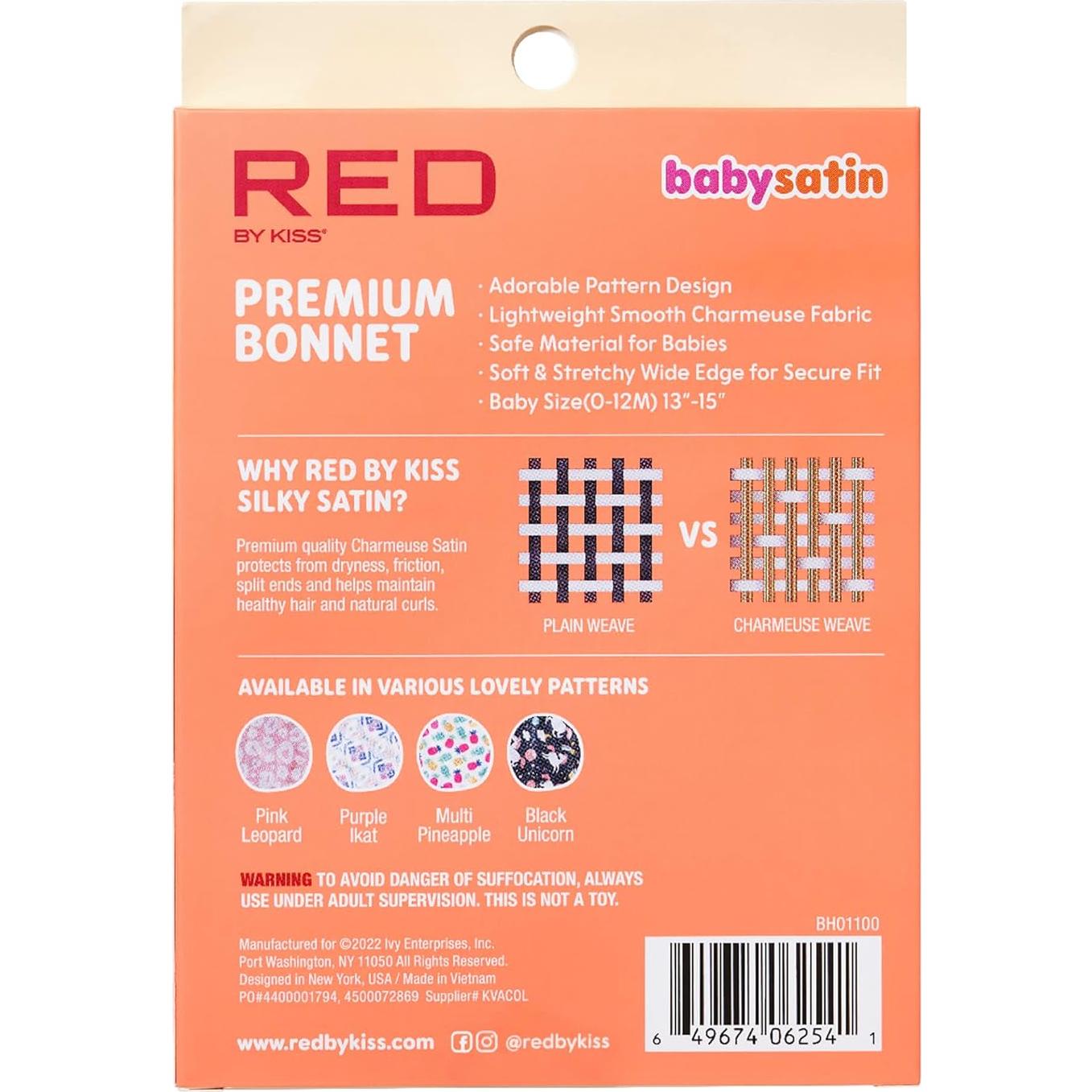 Gorro de Satén para Bebé Red by Kiss Leopardo Rosa 6-18M