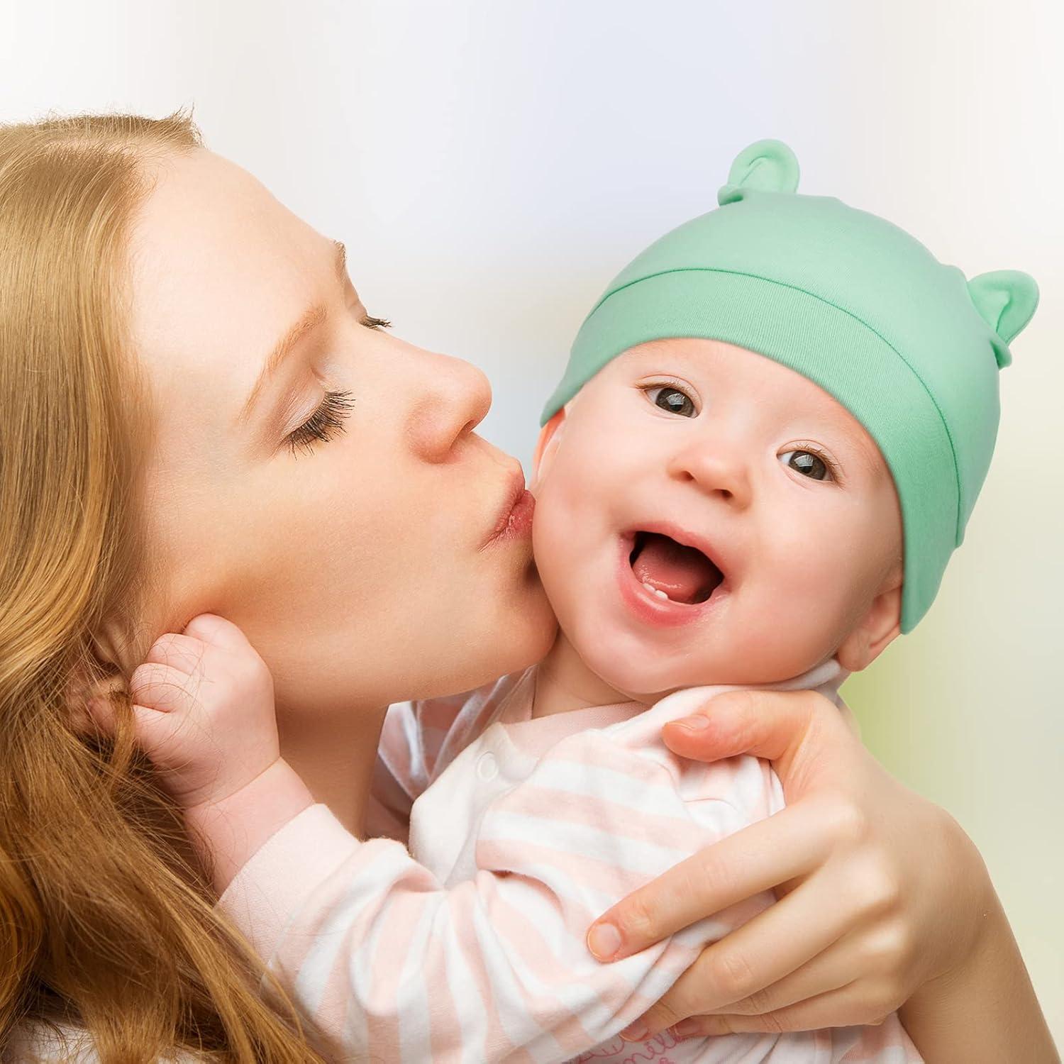 Geyoga 6 Gorros Beanie para Bebés 0-3 Meses con Orejas de Oso