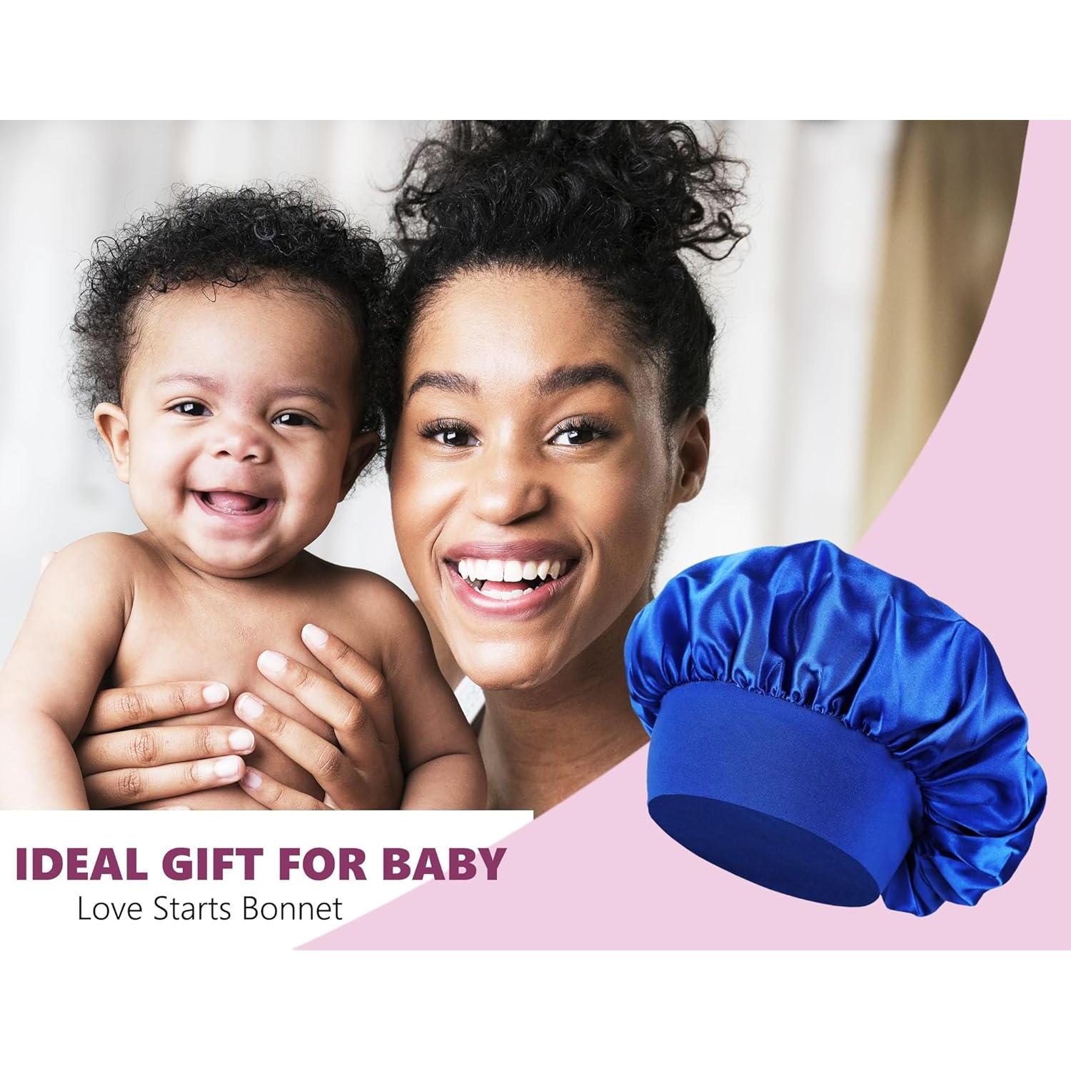 Bonete de satén para dormir LBYLUS azul para bebés