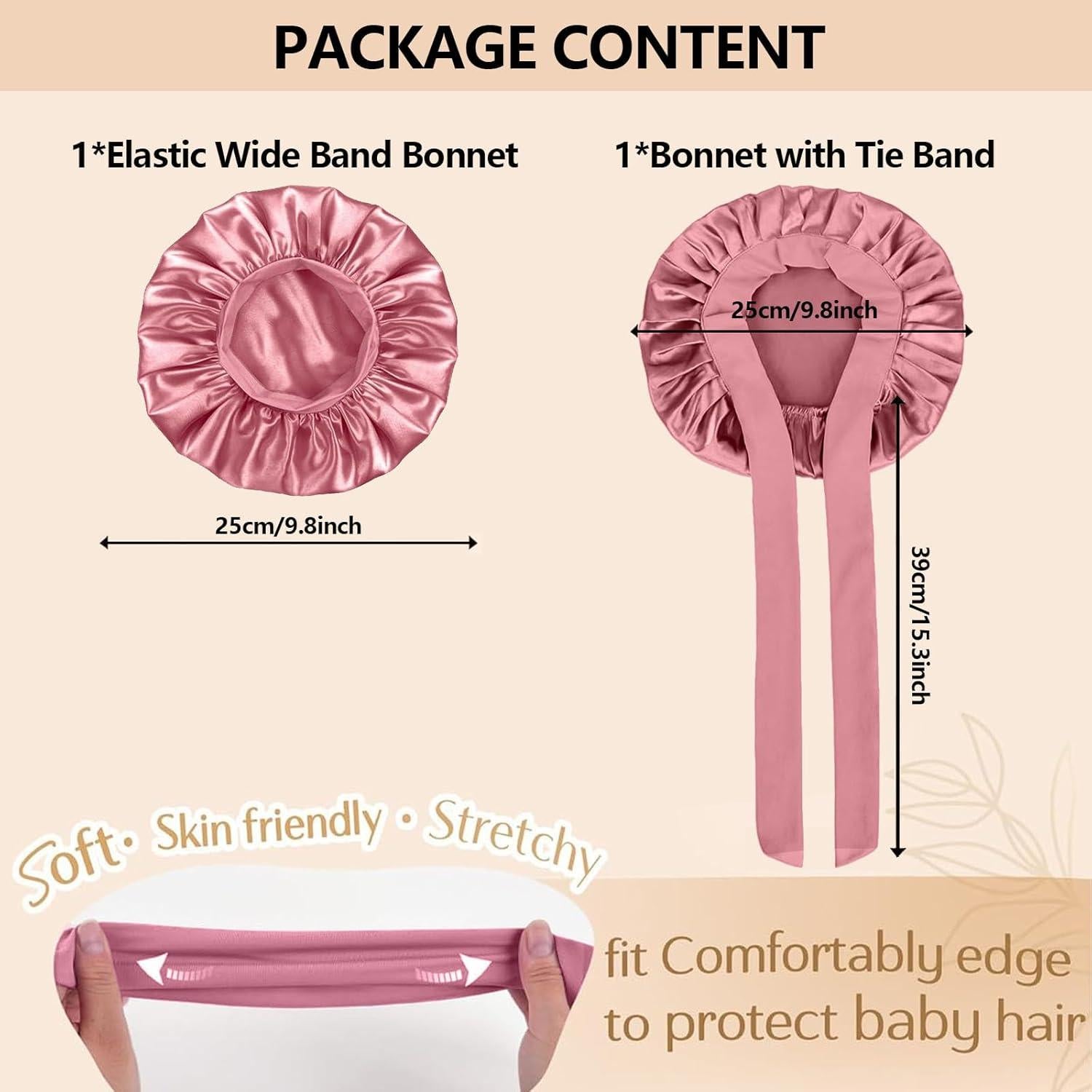 Gorros de Seda Satinada para Bebés - 2 Piezas Ajustables