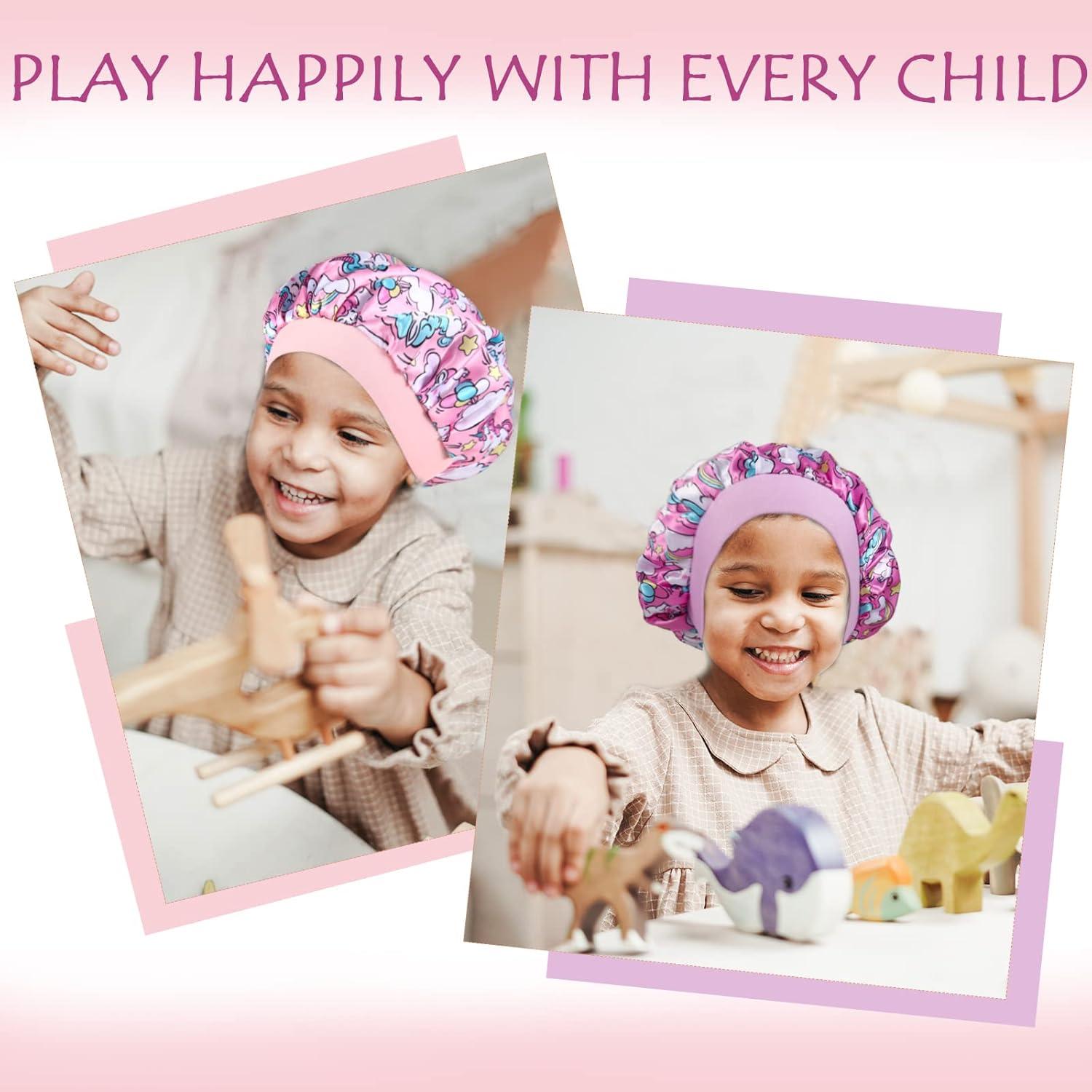 4 Bonetes de Seda para Niñas Selalu - Gorro de Dormir Ajustable