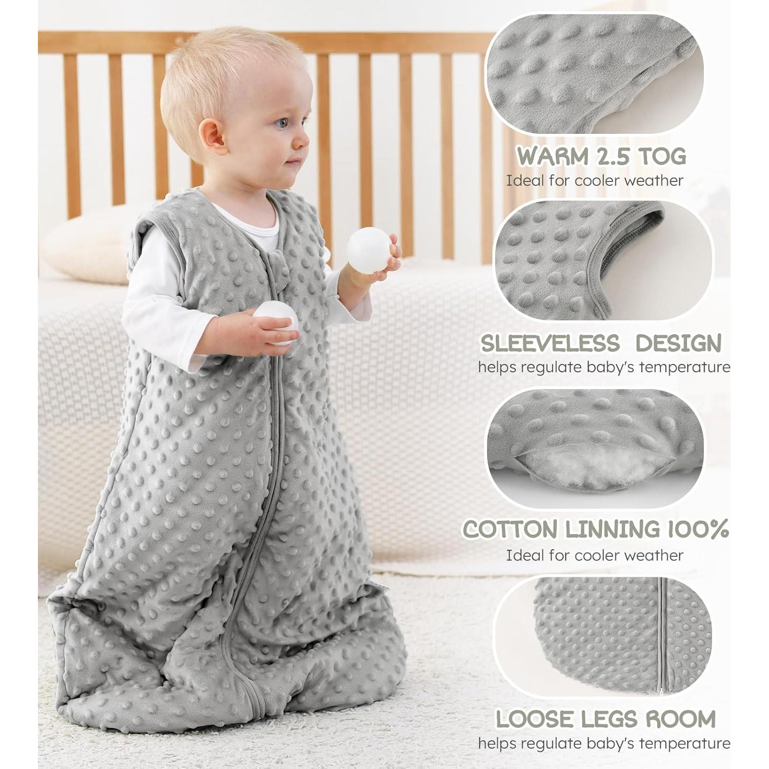 Saco de Sueño Forro Polar Bebés 12-18 Meses Gris