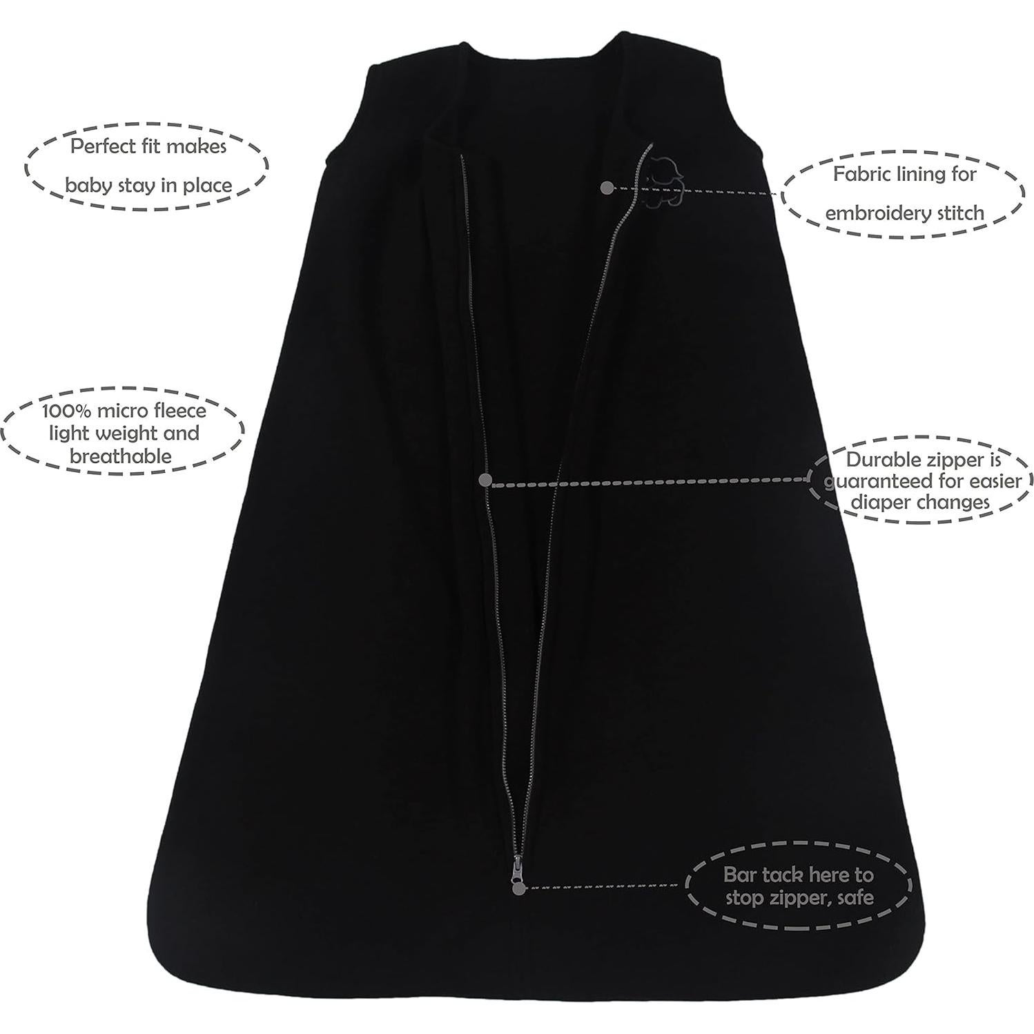 Bolsa de dormir Belsden para bebé 6-12M microforro negro