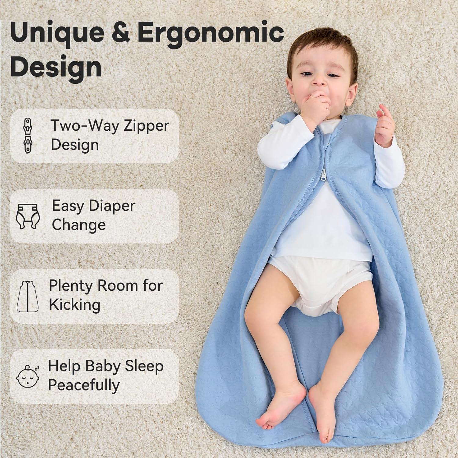 Saco de Sueño Acolchado Unnivoll 1.0 Tog Algodón Azul 0-6 Meses