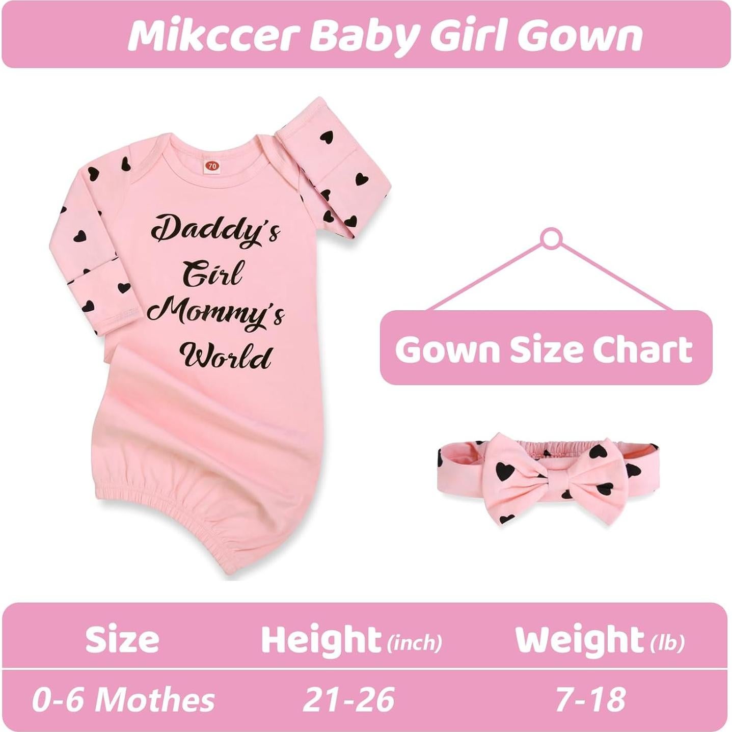 Vestido de Bebé Niña Mikccer Rosa 0-6 Meses Algodón