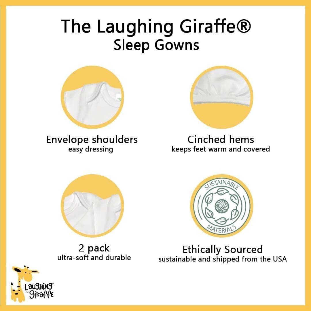 Vestidos de Dormir Manga Larga Bebé 0-3 meses Juego de 2