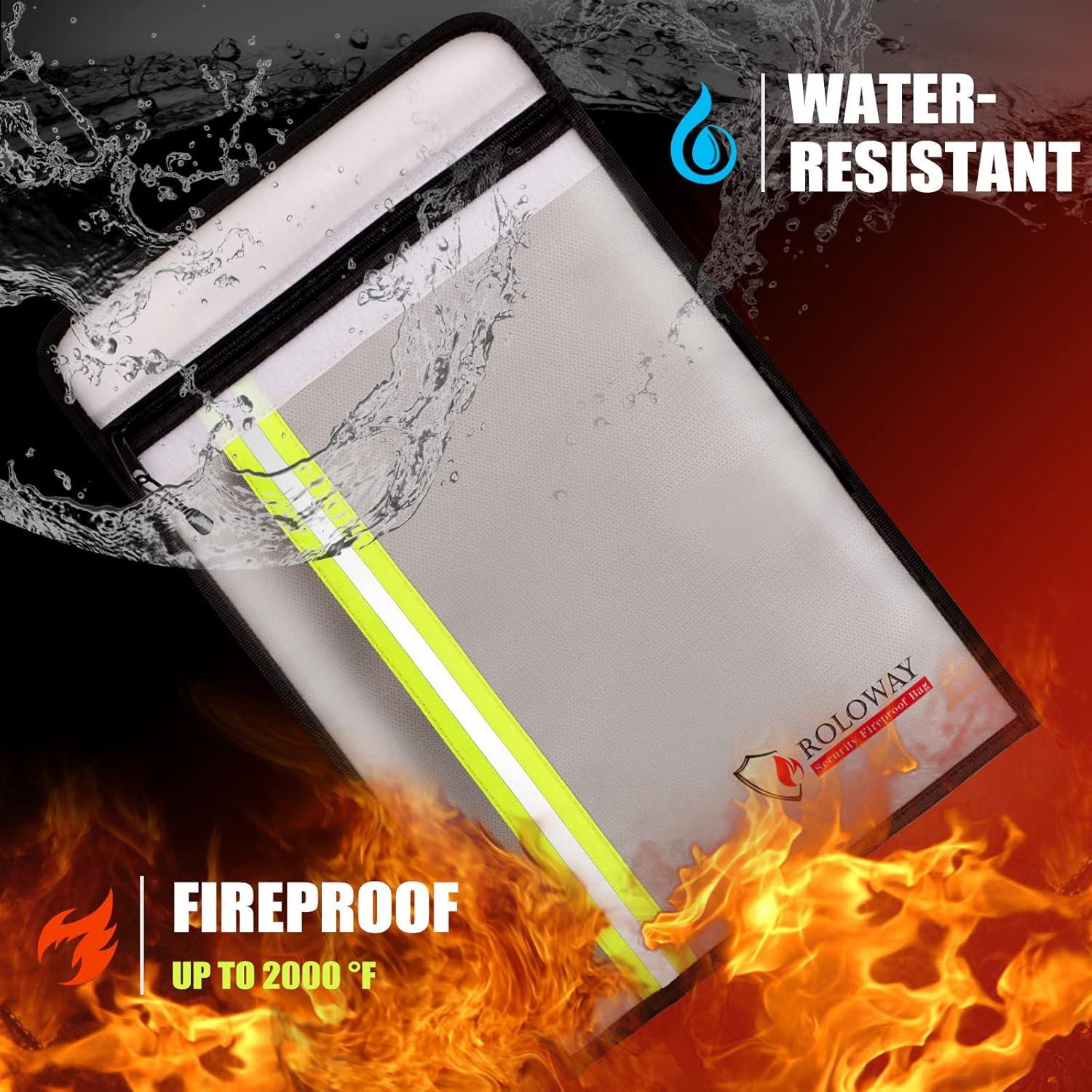 Bolsa a Prueba de Fuego ROLOWAY 38x28 cm 2 Bolsillos Plata