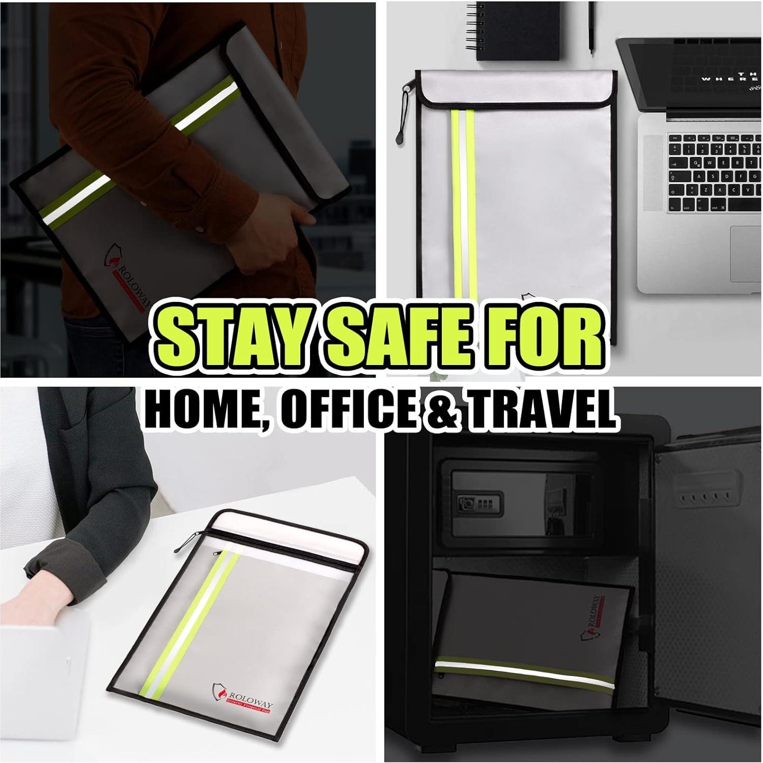 Bolsa a Prueba de Fuego ROLOWAY 38x28 cm 2 Bolsillos Plata