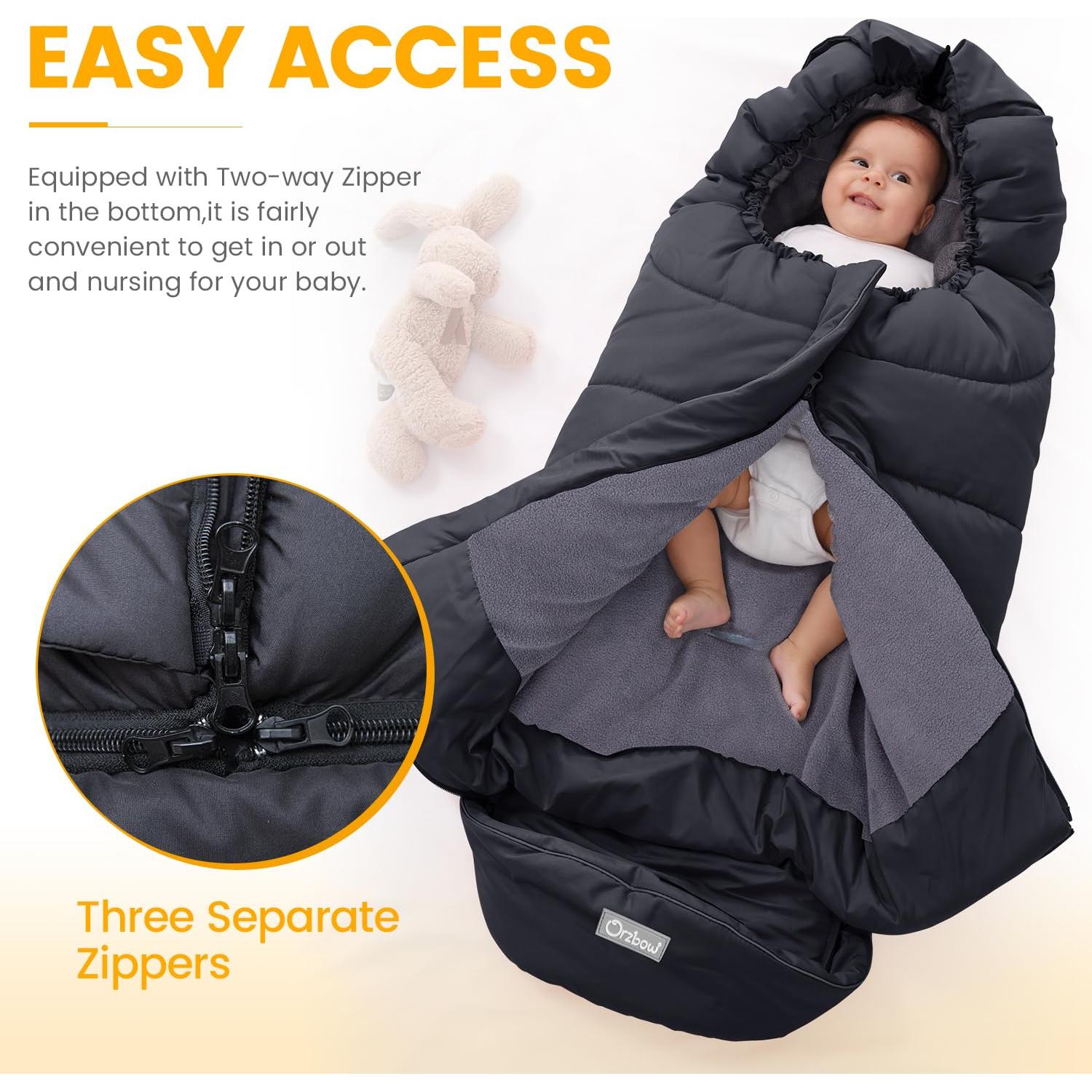 Saco Universal para Cochecito Orzbow - Invierno, Negro, 97x44cm