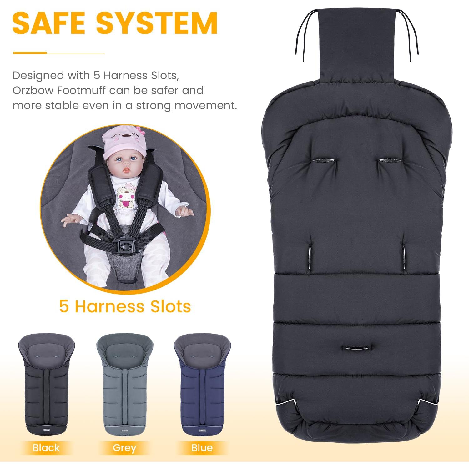 Saco Universal para Cochecito Orzbow - Invierno, Negro, 97x44cm