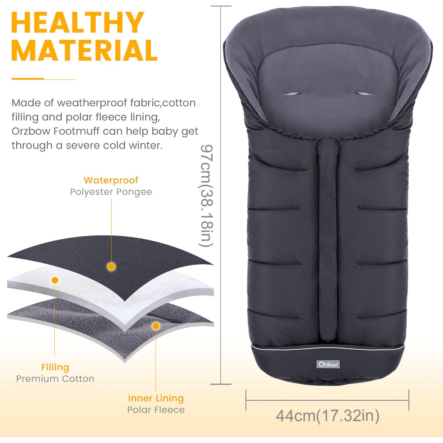 Saco Universal para Cochecito Orzbow - Invierno, Negro, 97x44cm