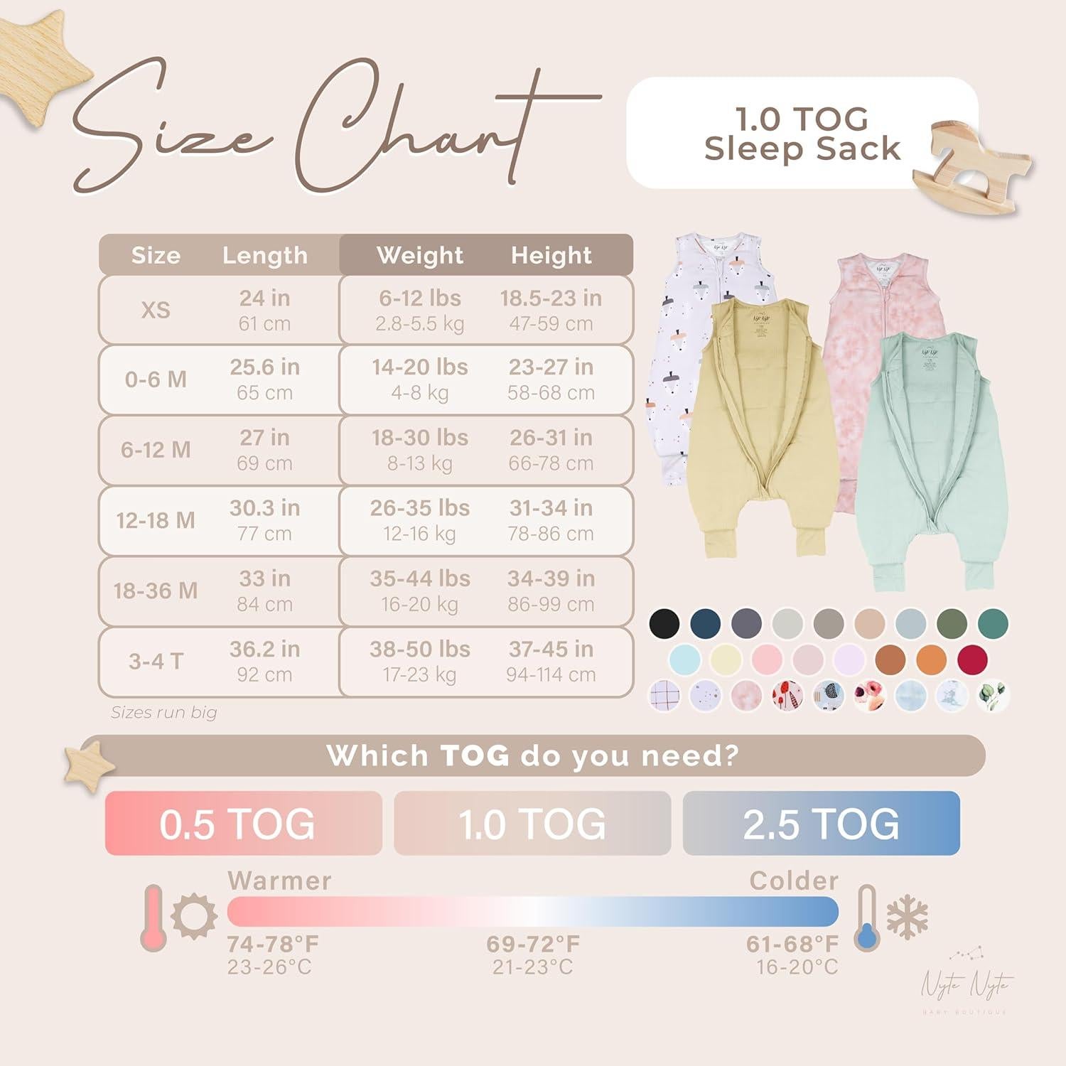 Saco de Dormir Sin Mangas Nyte Nyte Baby 1.0 TOG 12-18 Meses