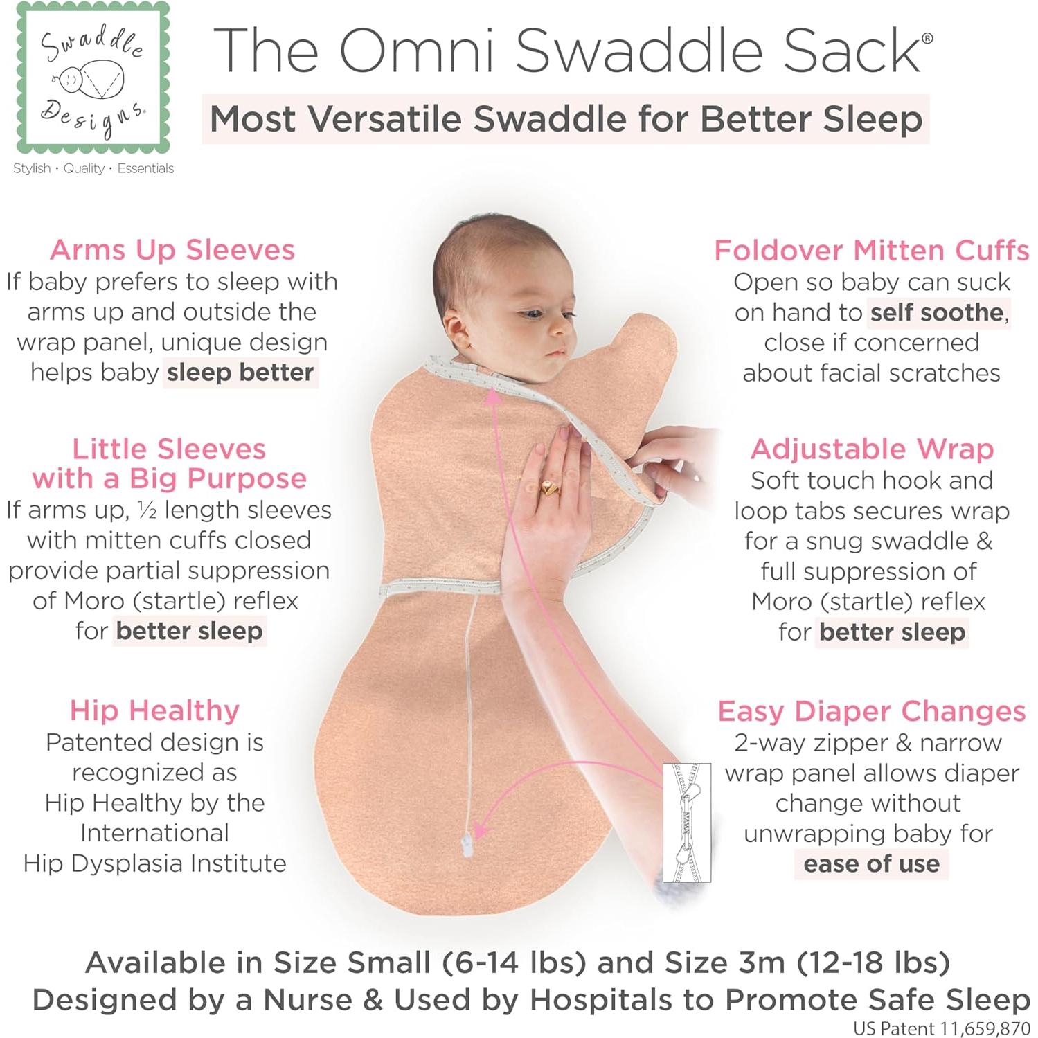 Saco de Swaddle Omni 3M SwaddleDesigns Durazno Melange