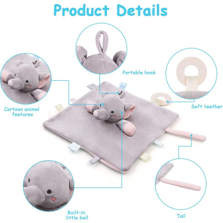 Manta de Seguridad para Bebé Vicloon Elefante Algodón Gris-Rosa