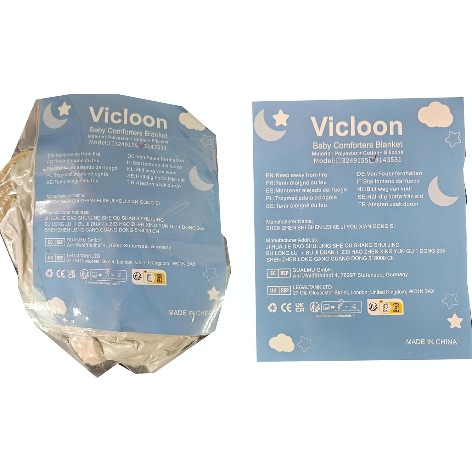 Manta de Seguridad para Bebé Vicloon Elefante Algodón Gris-Rosa