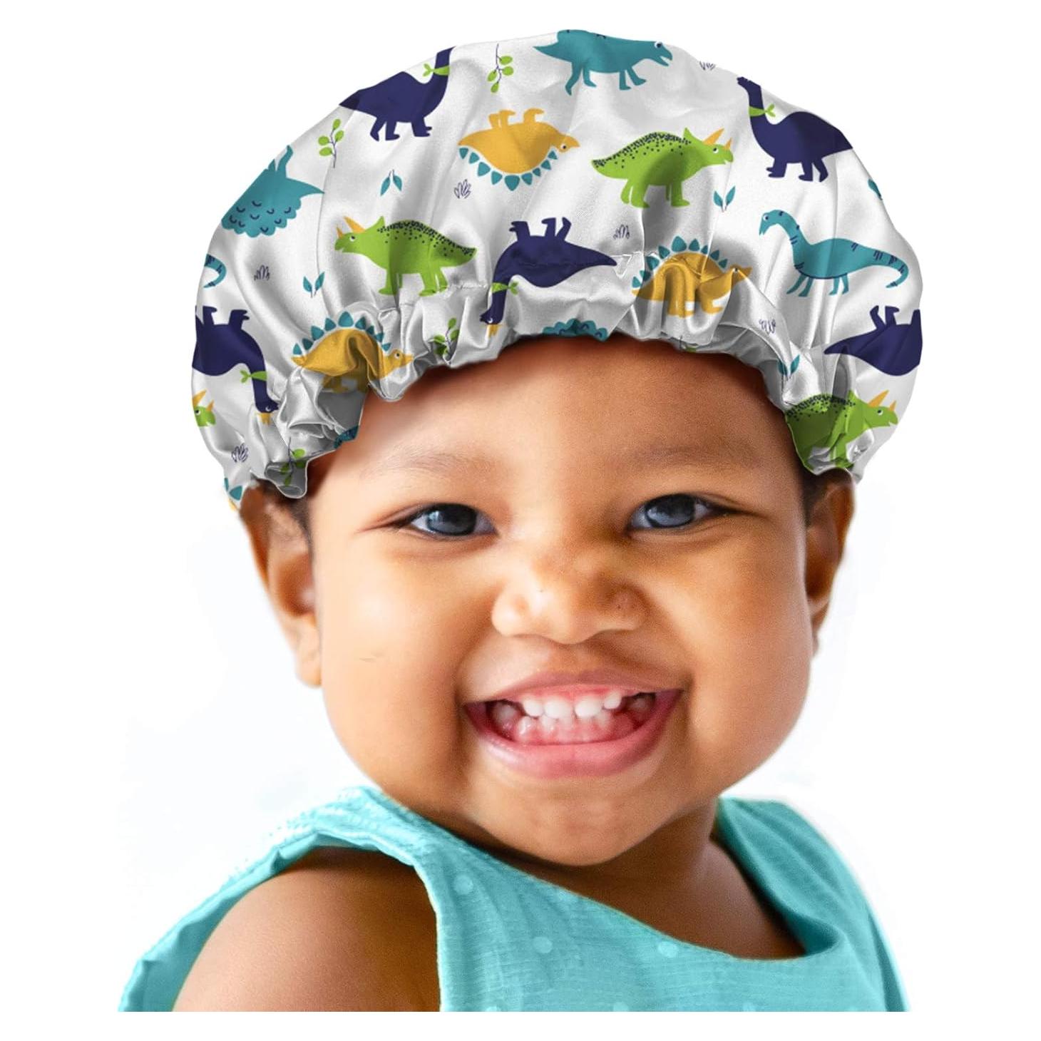 Gorro de dormir Babrukda Kids de satén para niños dinosaurio