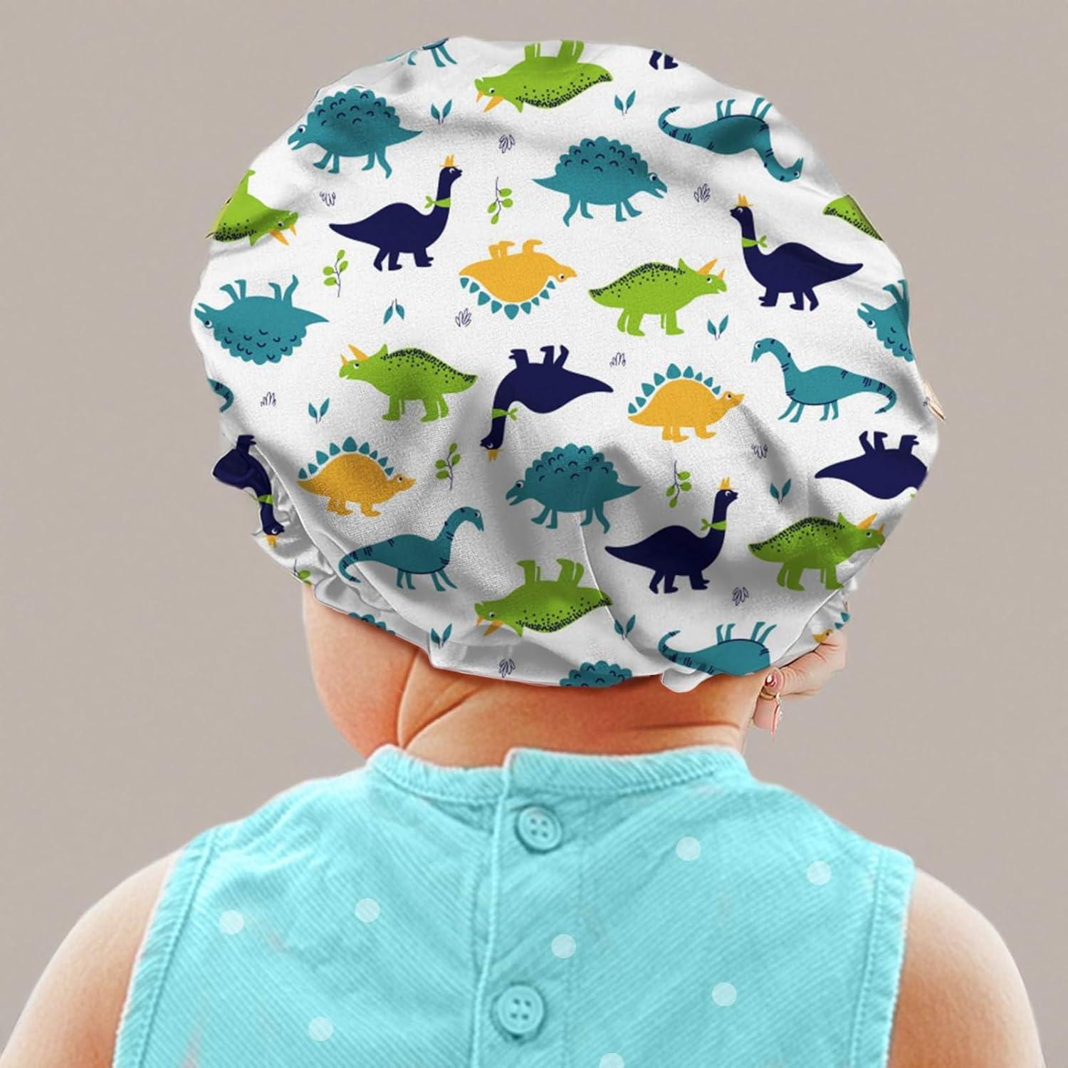 Gorro de dormir Babrukda Kids de satén para niños dinosaurio