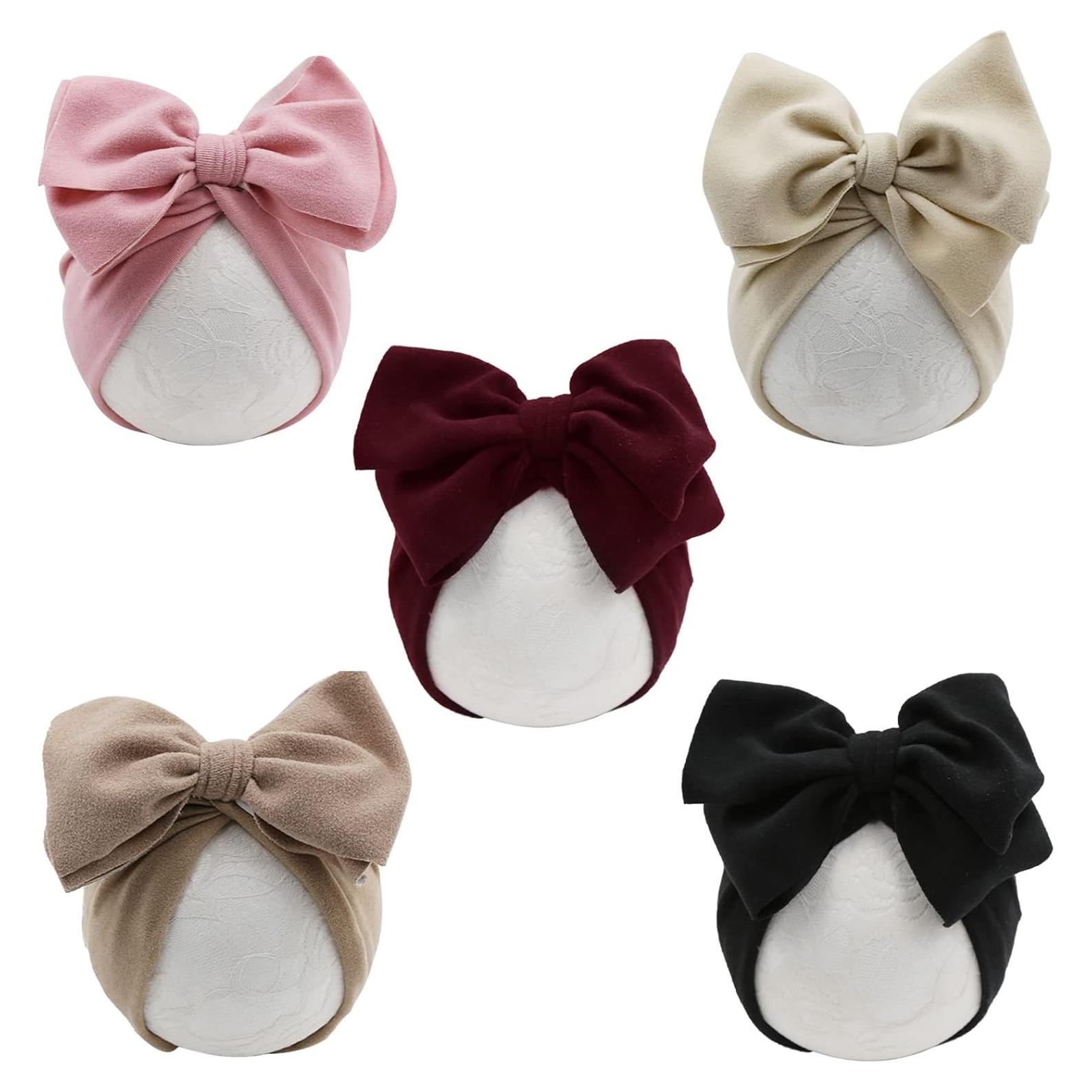 Gorras de Algodón para Bebé DRESHOW 5 Pcs con Lazo Grande