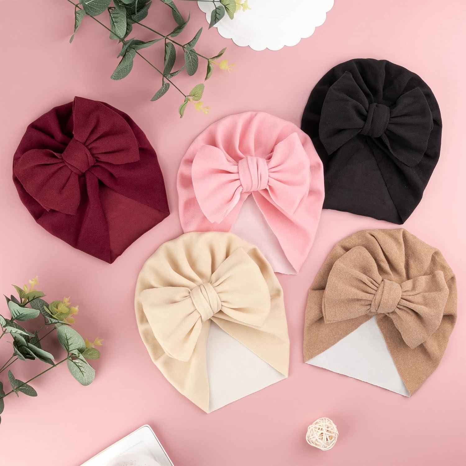 Gorras de Algodón para Bebé DRESHOW 5 Pcs con Lazo Grande