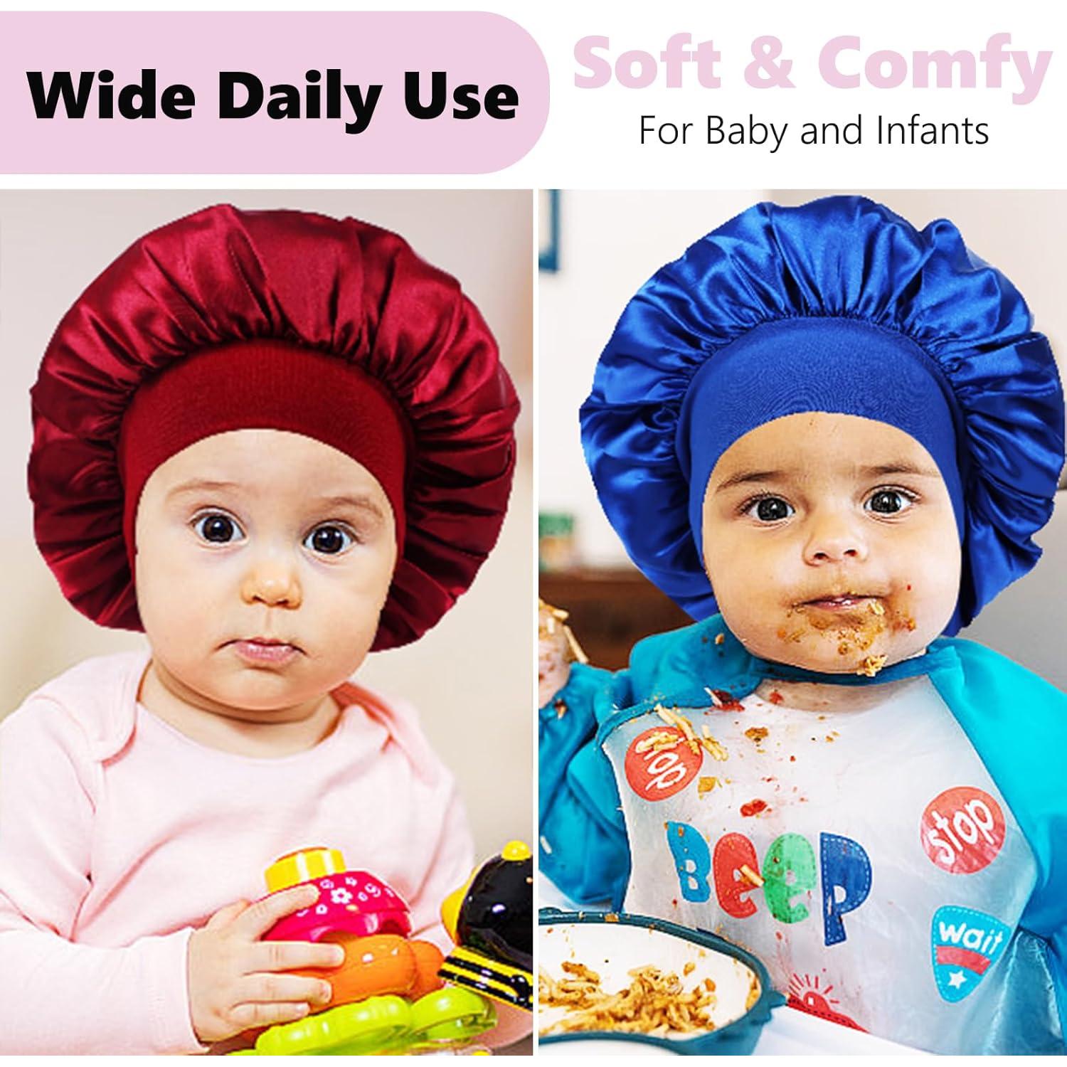 3 Bonetes de Satén para Bebés LBYLUS - Gorro de Seda 25 cm