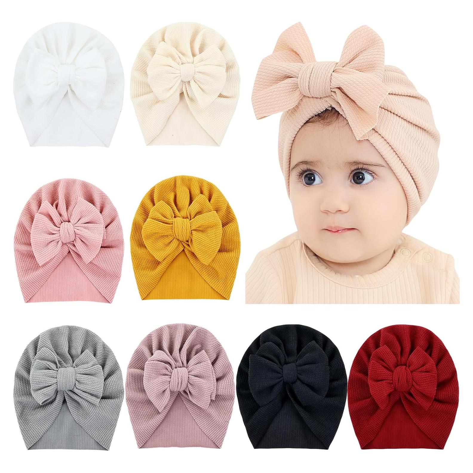 8 Sombreros Turbante para Bebés Cinaci - Suaves y Elásticos