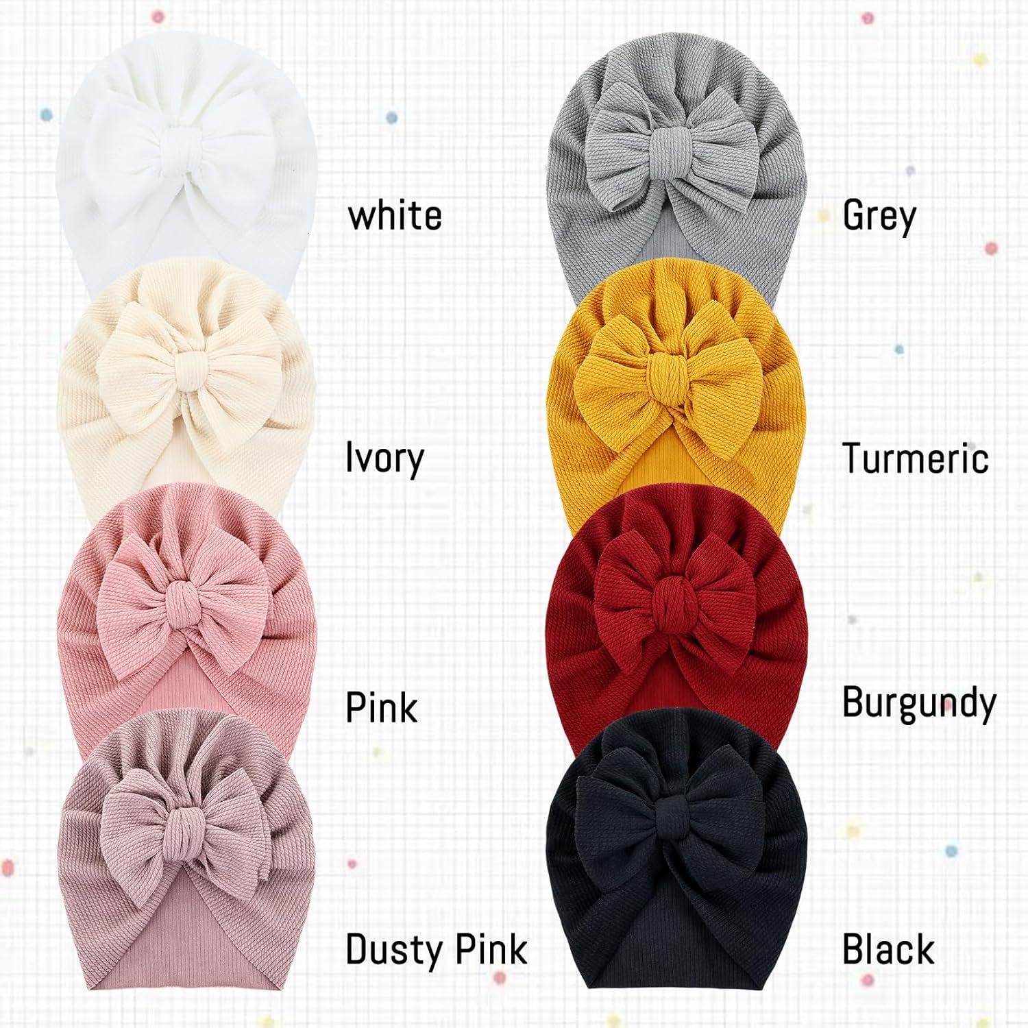 8 Sombreros Turbante para Bebés Cinaci - Suaves y Elásticos