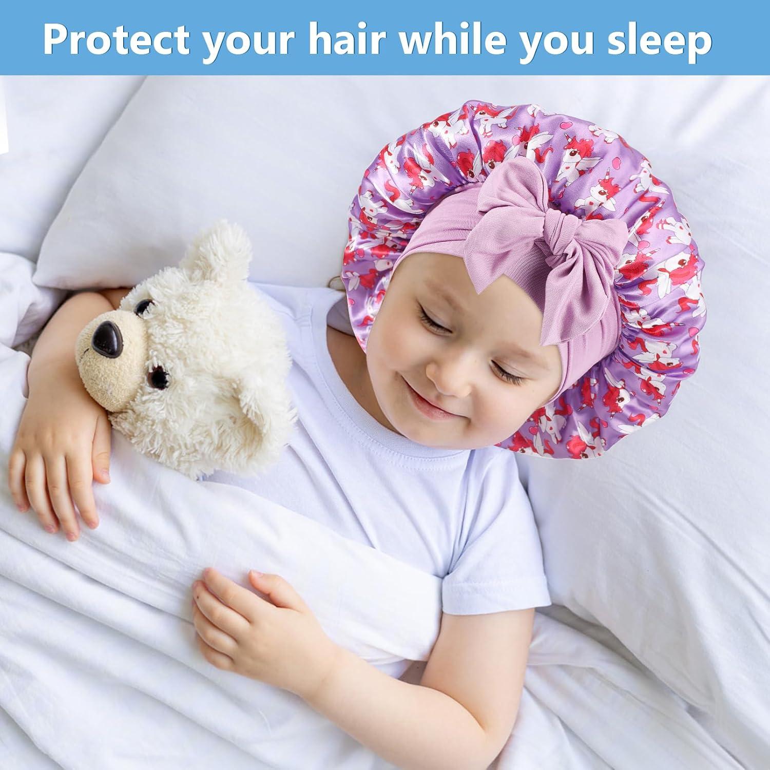 3 Gorras de Seda Suave para Niñas con Patrón Unicornio