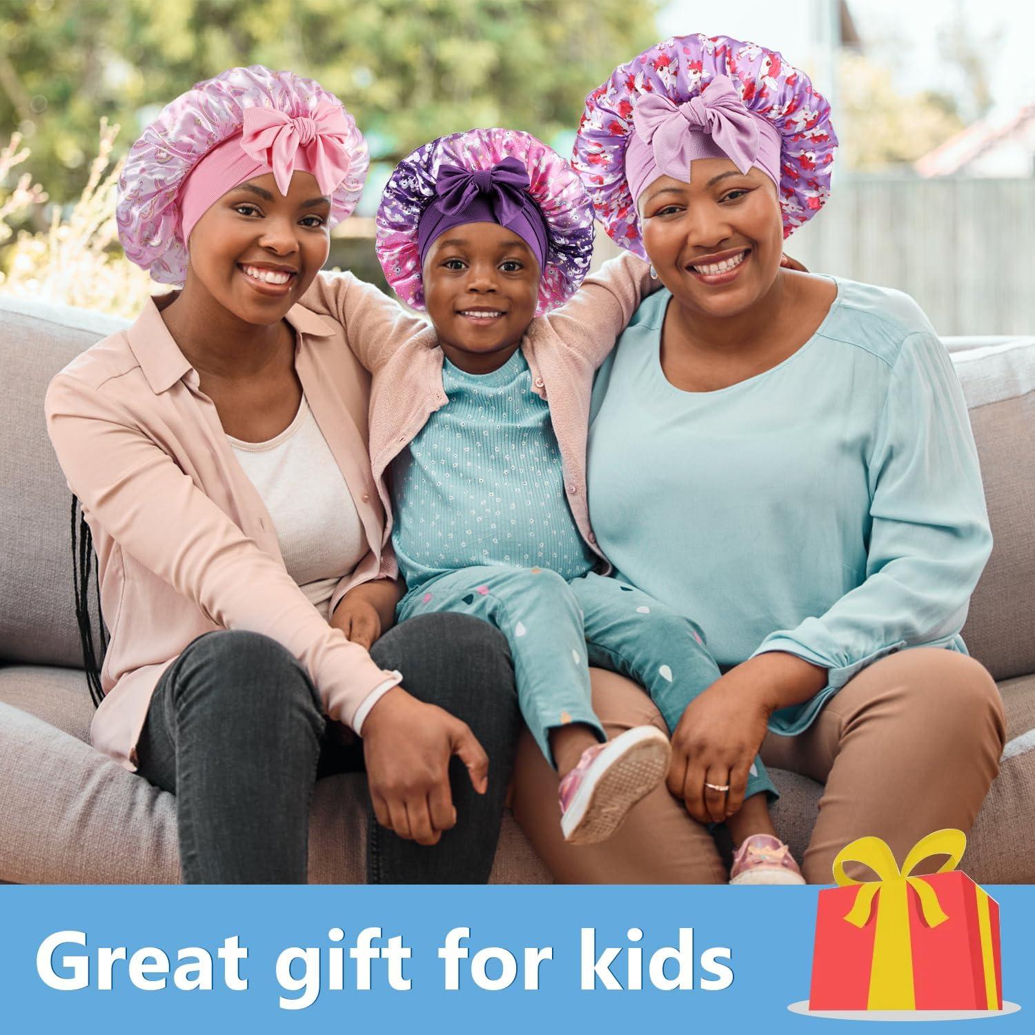 3 Gorras de Seda Suave para Niñas con Patrón Unicornio