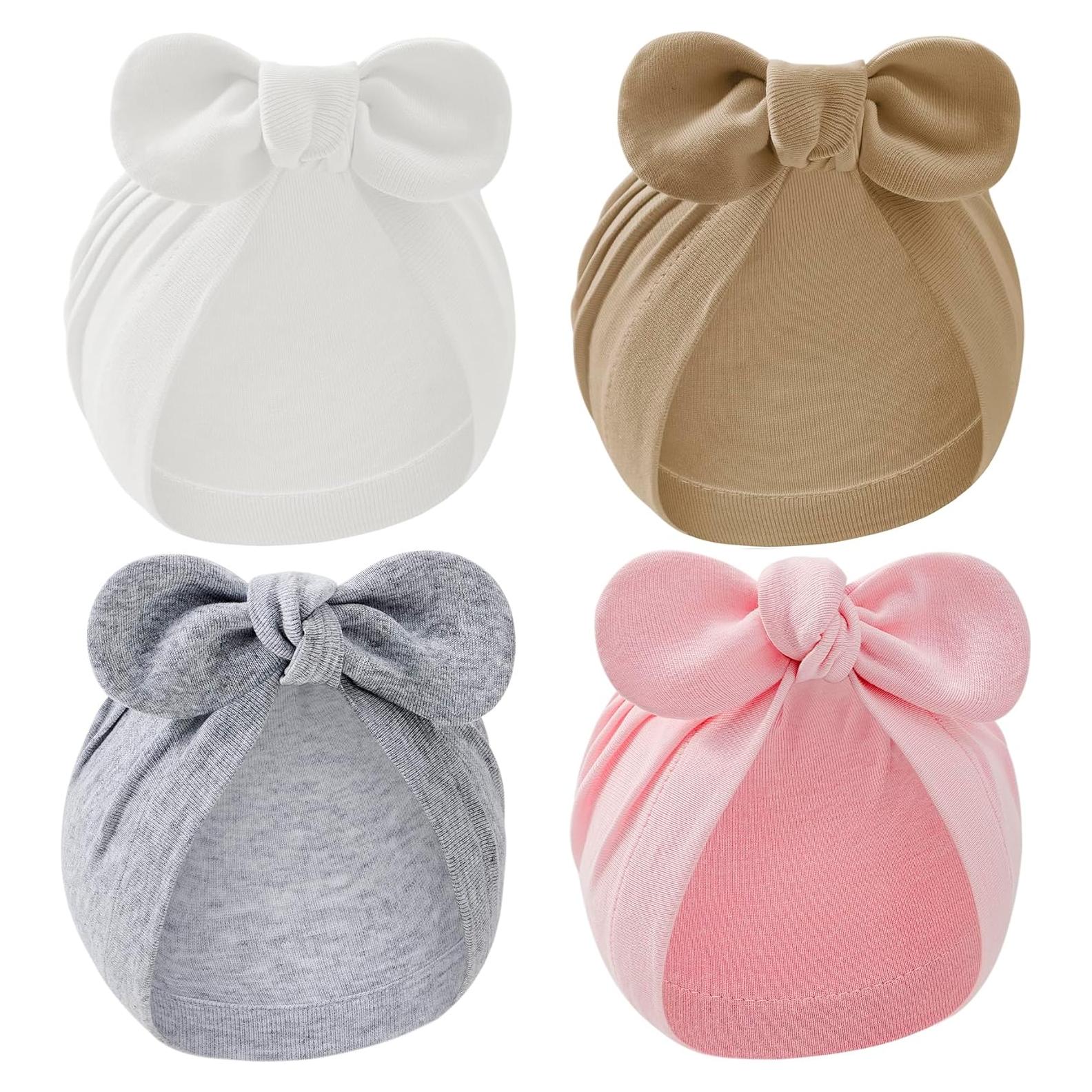 Sombrero de Bebé Zando 4PCS Algodón con Lazo 0-2 años