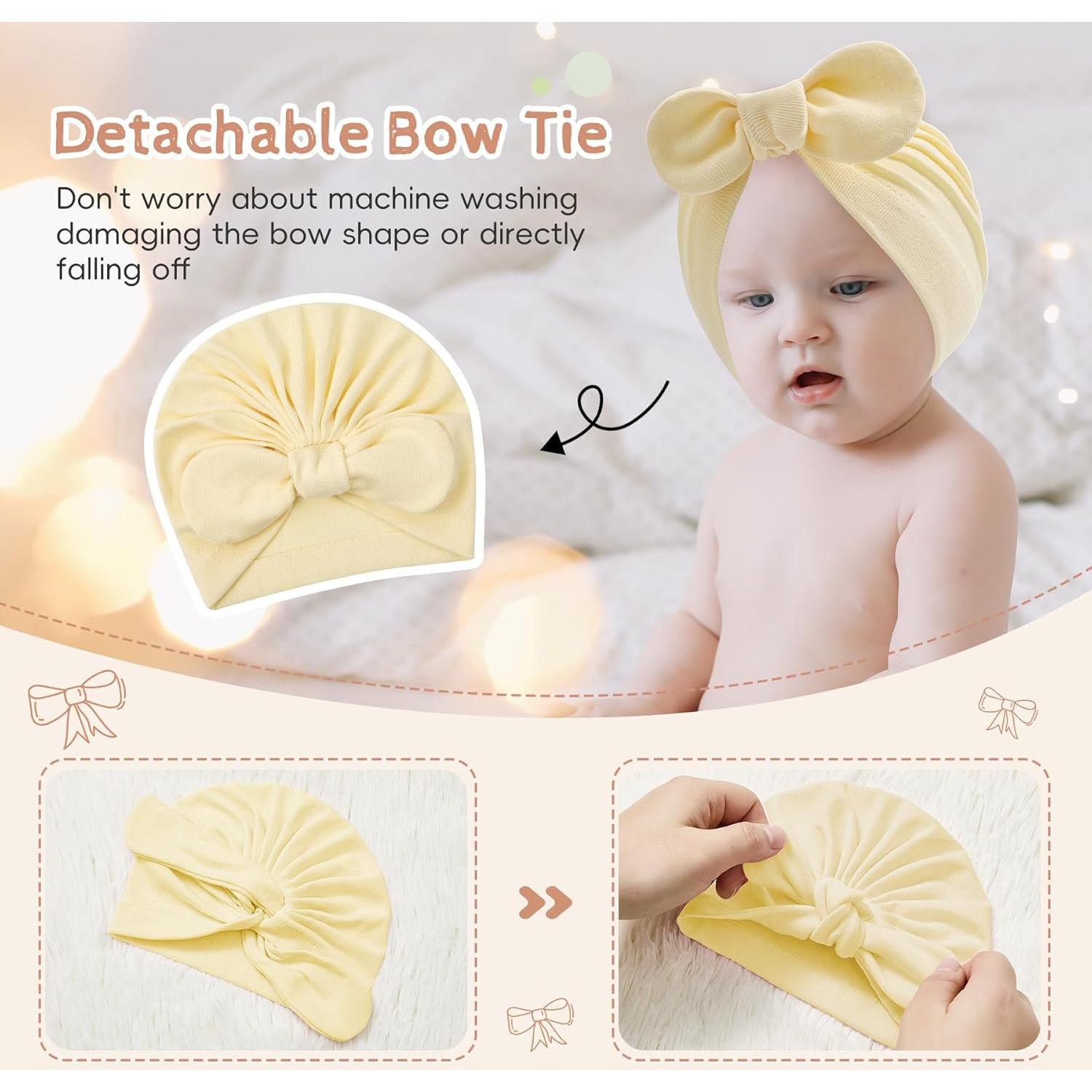 Sombrero de Bebé Zando 4PCS Algodón con Lazo 0-2 años