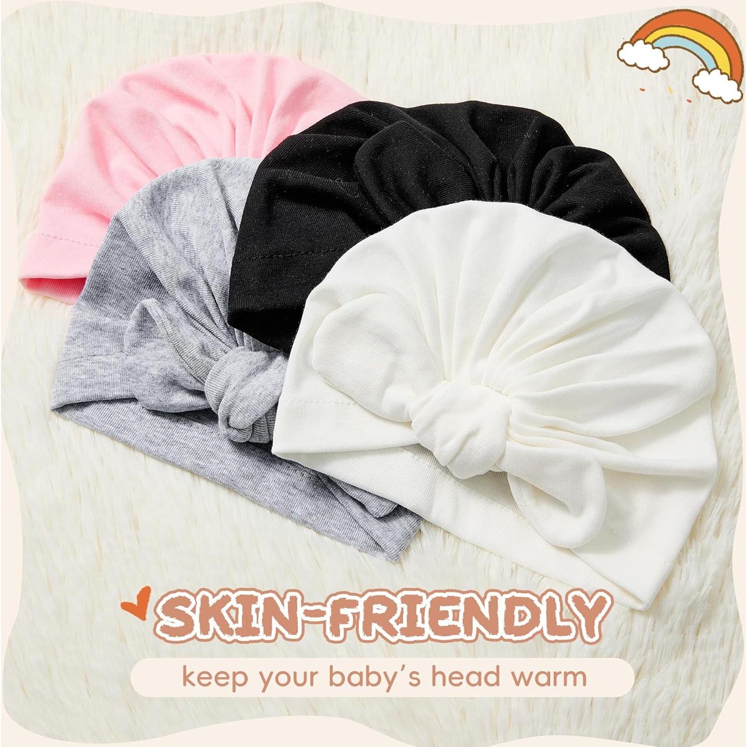 Sombrero de Bebé Zando 4PCS Algodón con Lazo 0-2 años