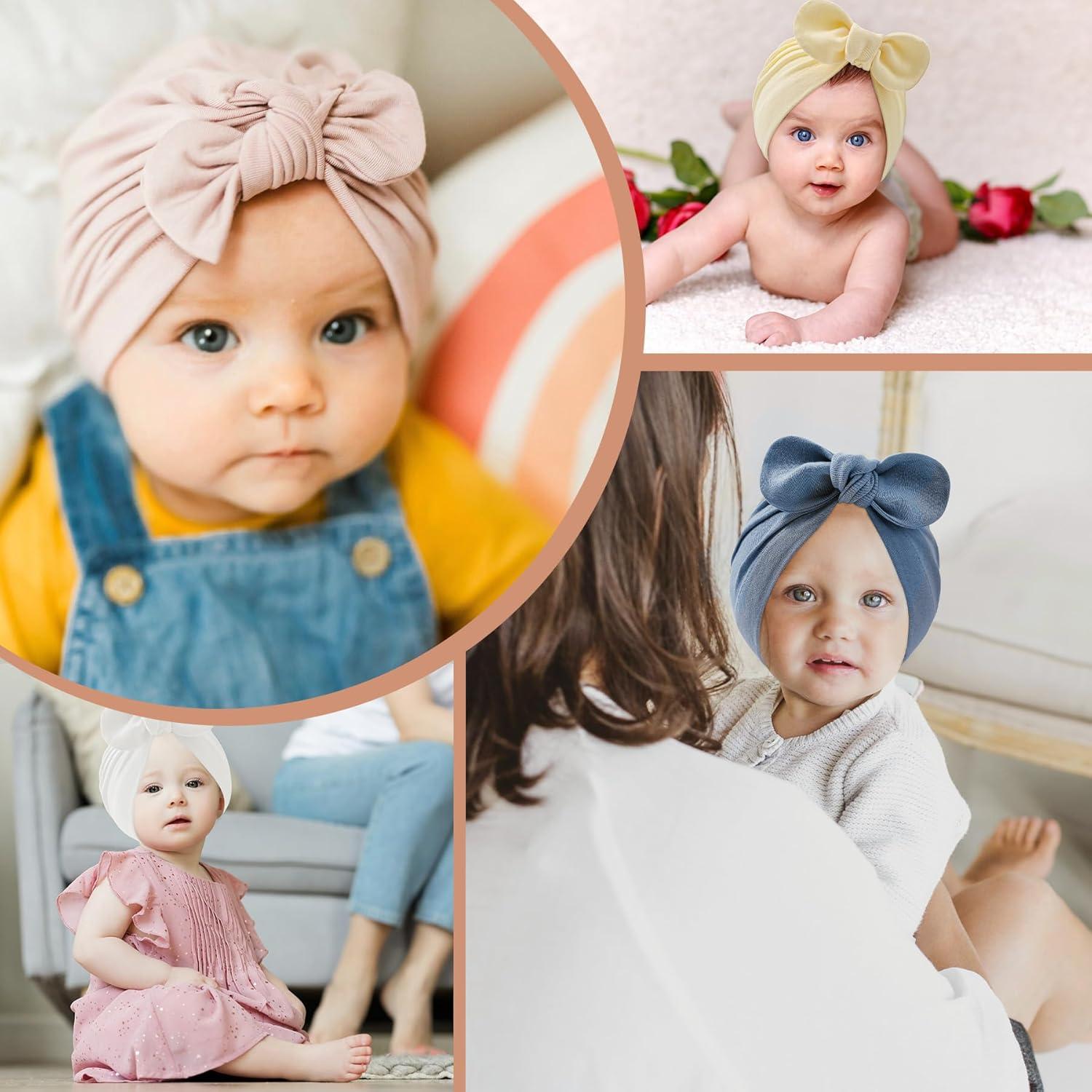 Sombrero de Bebé Zando 4PCS Algodón con Lazo 0-2 años