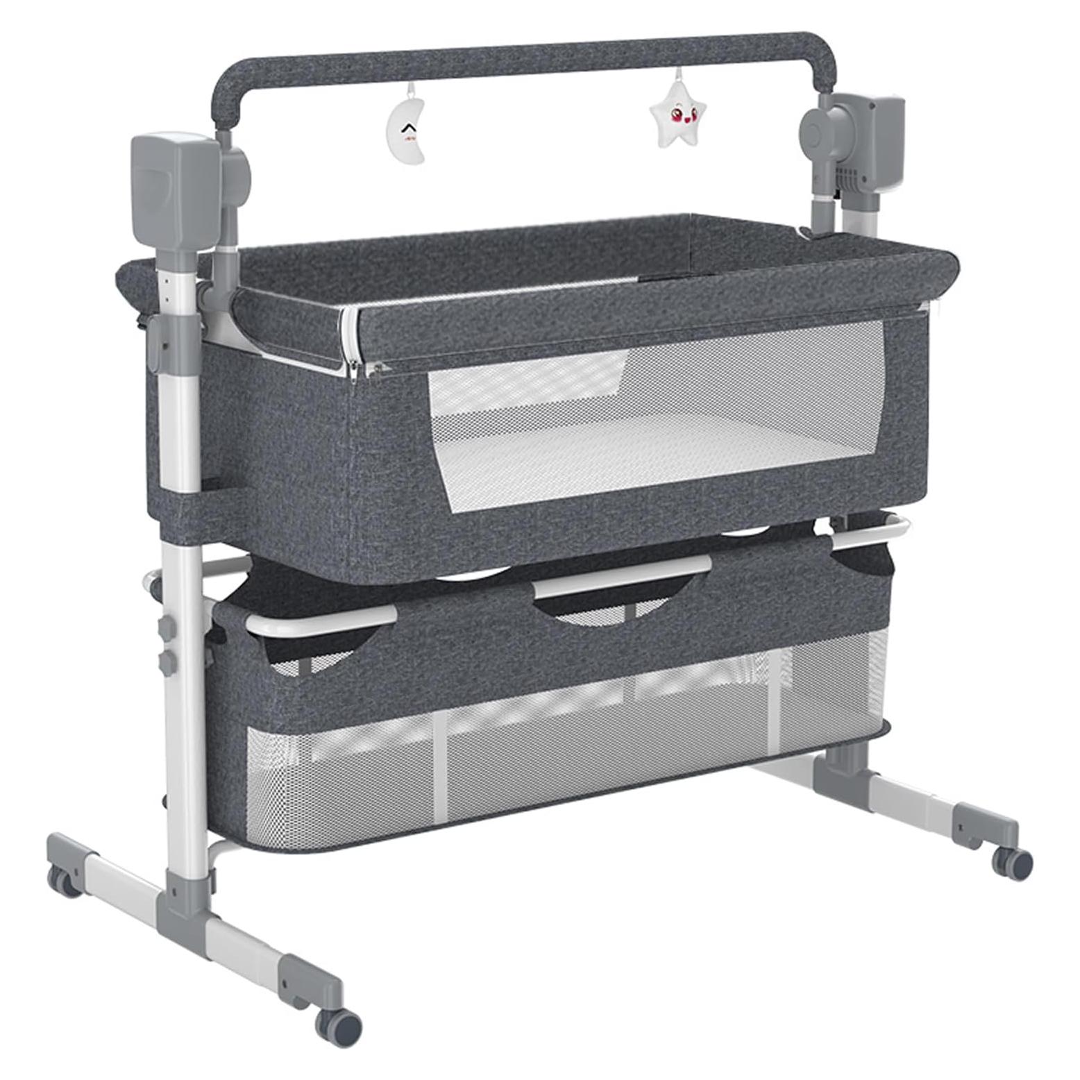 Cuna Eléctrica Multifuncional MoLi 601 Gris Plegable con Bluetooth