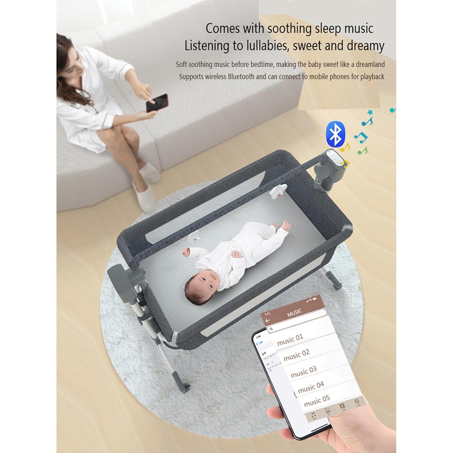 Cuna Inteligente Eléctrica Reenborn 601 Rosa Co-Dormir 5 Modos