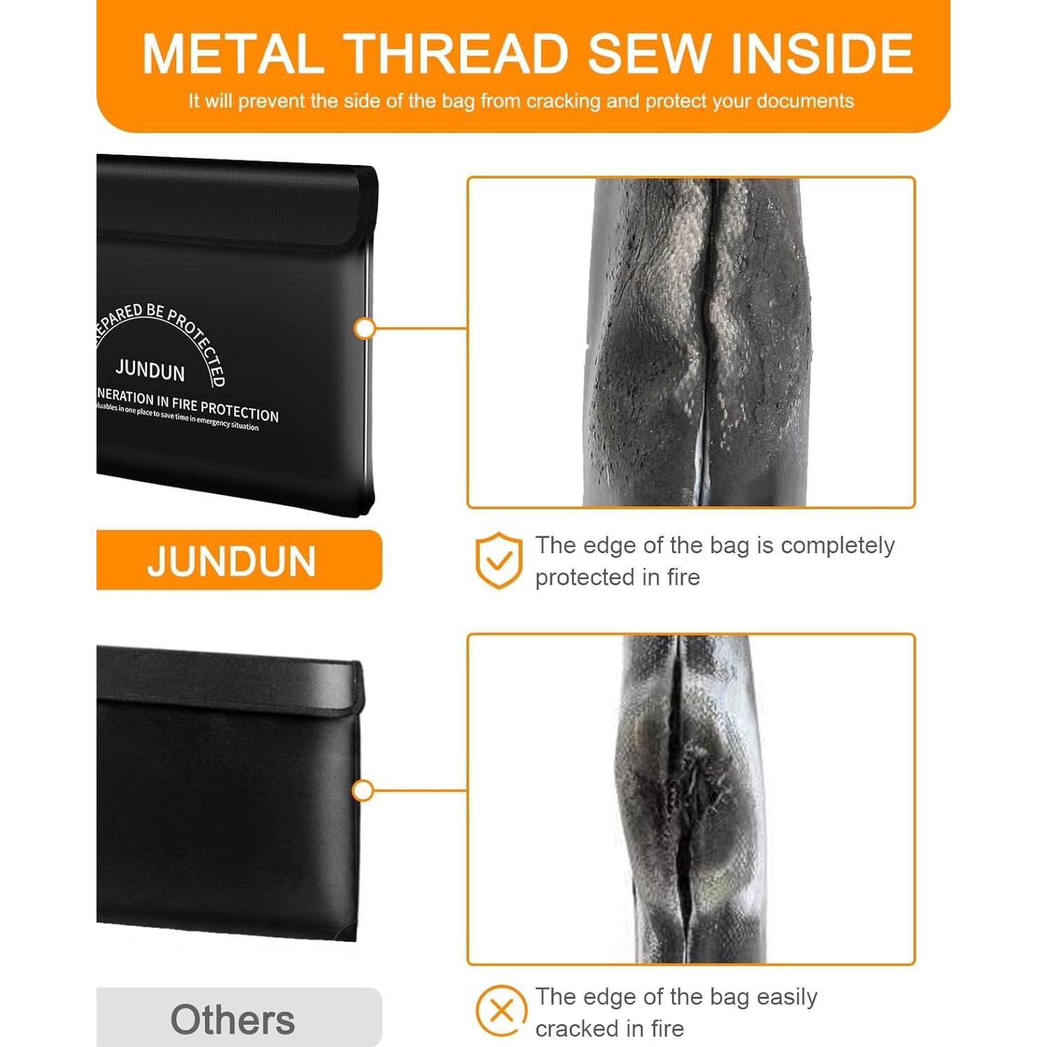Bolsa a Prueba de Fuego JUNDUN 35.56x26.42cm Negra Grande