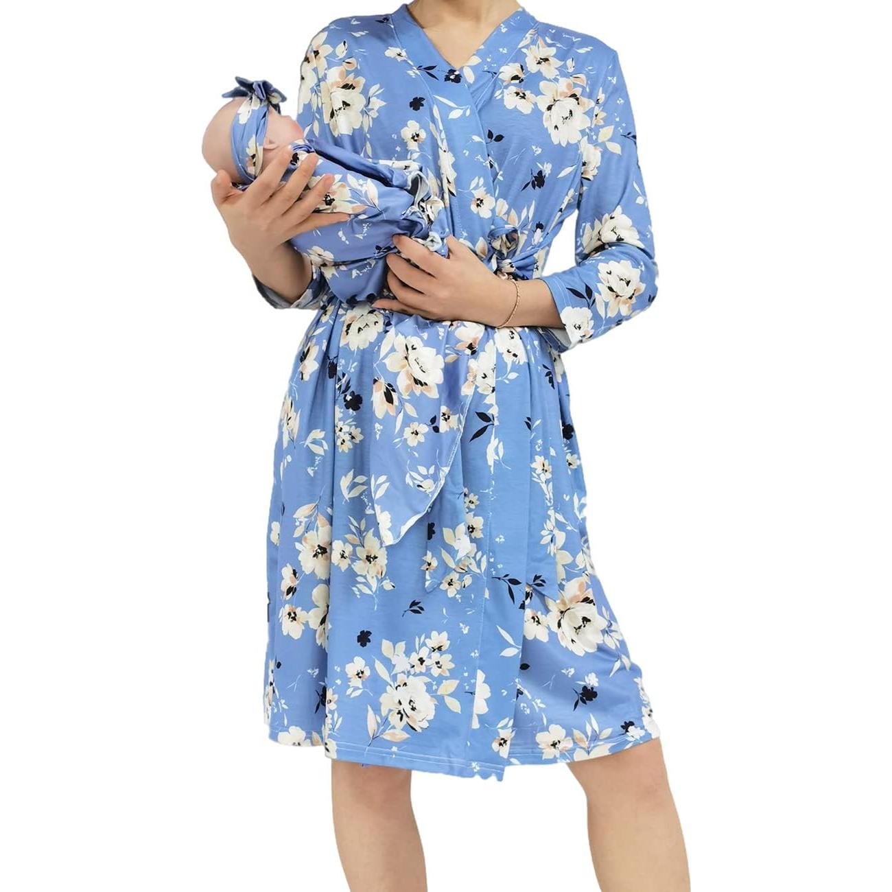 Conjunto de Bata de Maternidad SUFEINI con Manta y Diadema