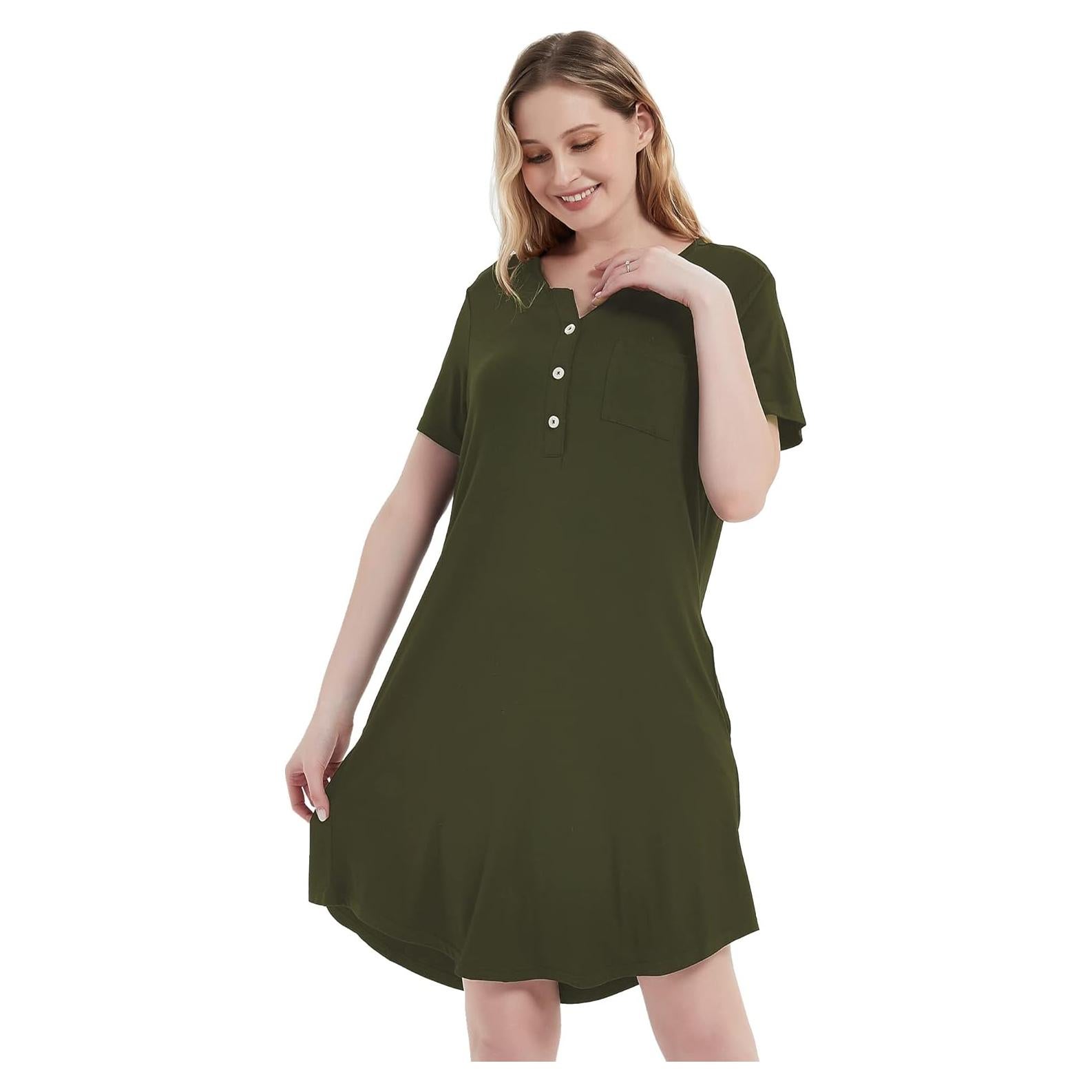 Vestido de Dormir para Lactancia O2 BABY Manga Corta Verde XX-Grande