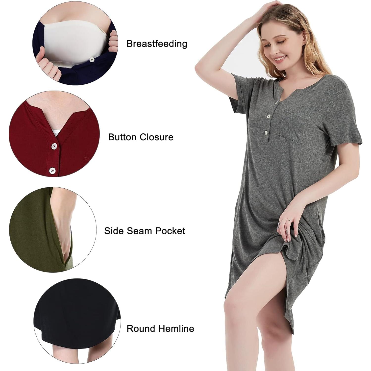 Vestido de Dormir para Lactancia O2 BABY Manga Corta Verde XX-Grande