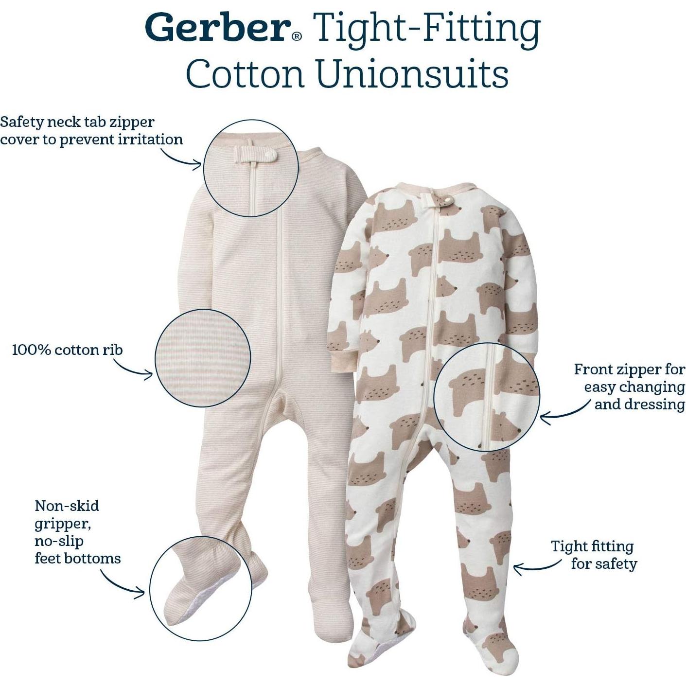 Pijamas con pies para niñas Gerber 24 meses paquete de 4