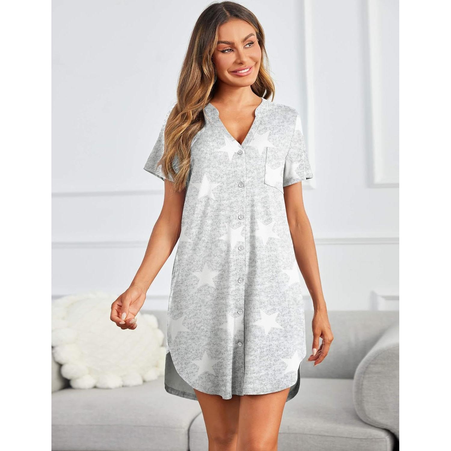 Camisones para Mujeres Ekouaer - 2 Paquetes, Negro y Estrella