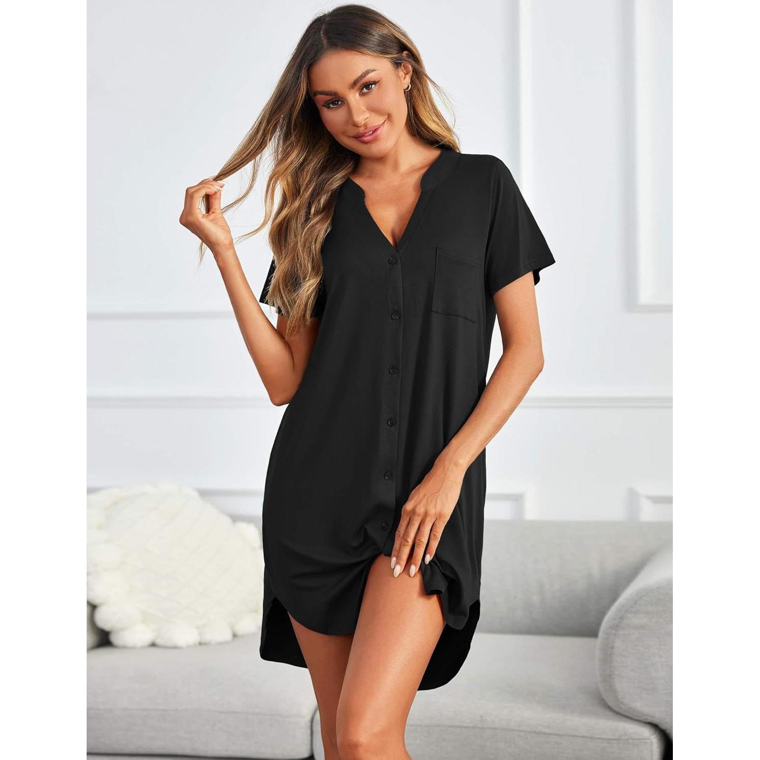 Camisones para Mujeres Ekouaer - 2 Paquetes, Negro y Estrella