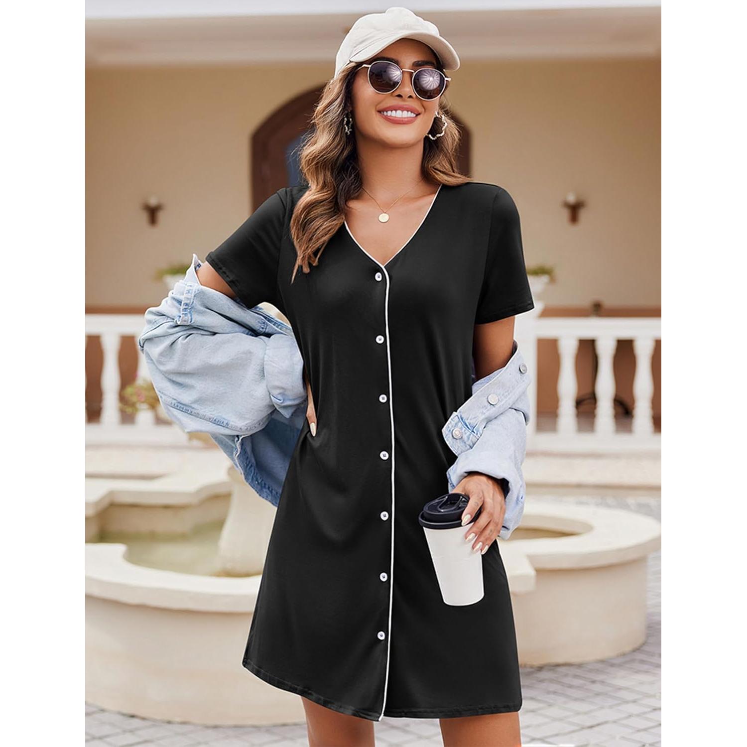 Camisones de Dormir Ekouaer 2 Piezas Manga Corta XX-Large