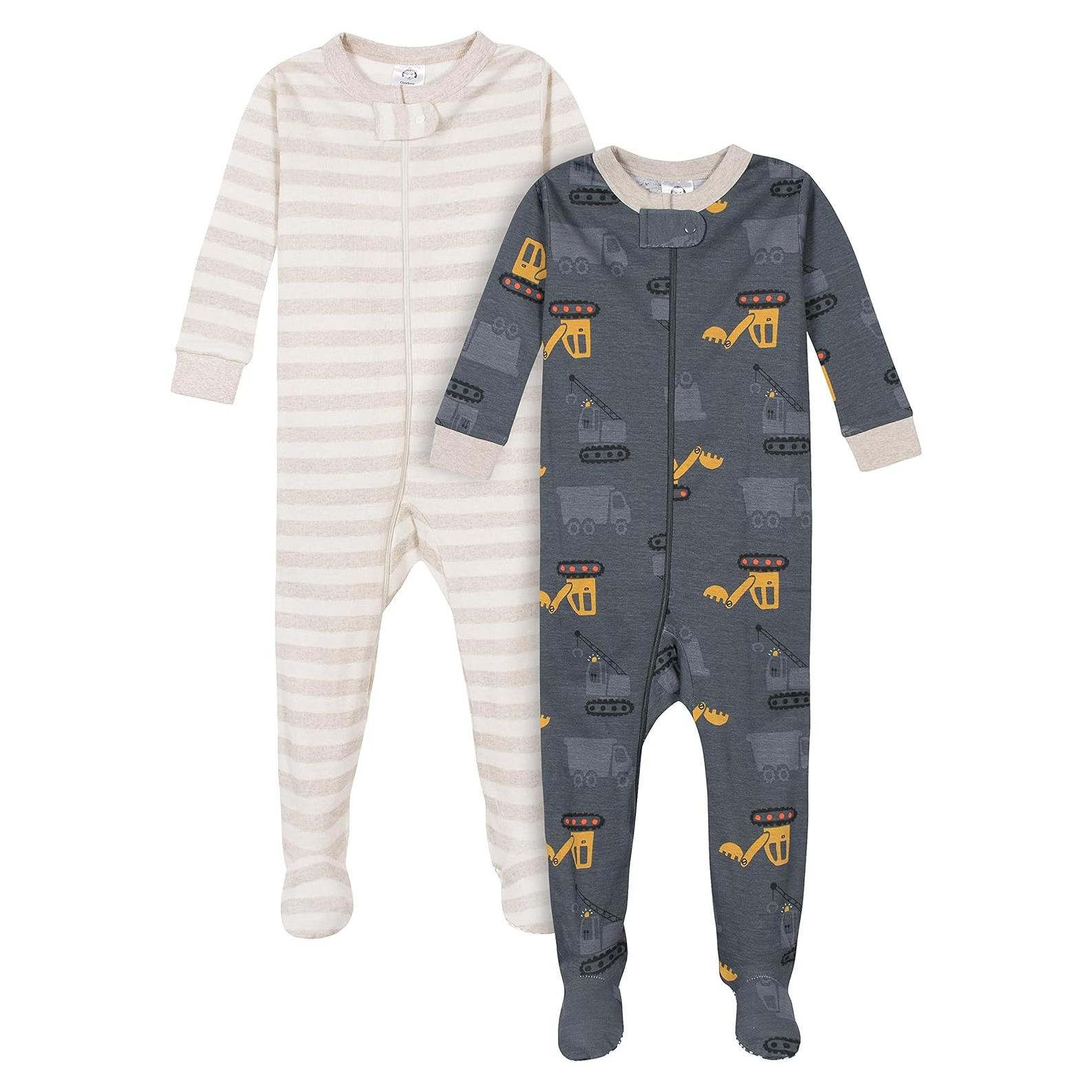 Pijamas de Algodón con Pies Gerber 6-9 Meses Gris Camión