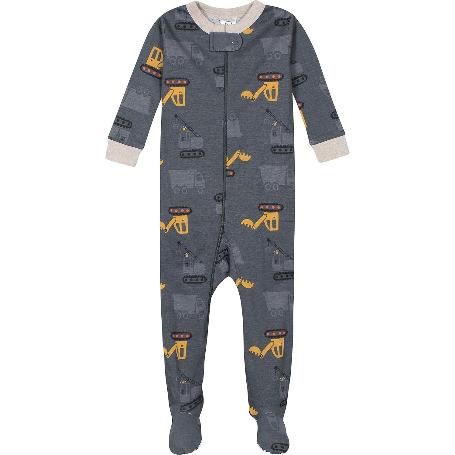 Pijamas de Algodón con Pies Gerber 6-9 Meses Gris Camión