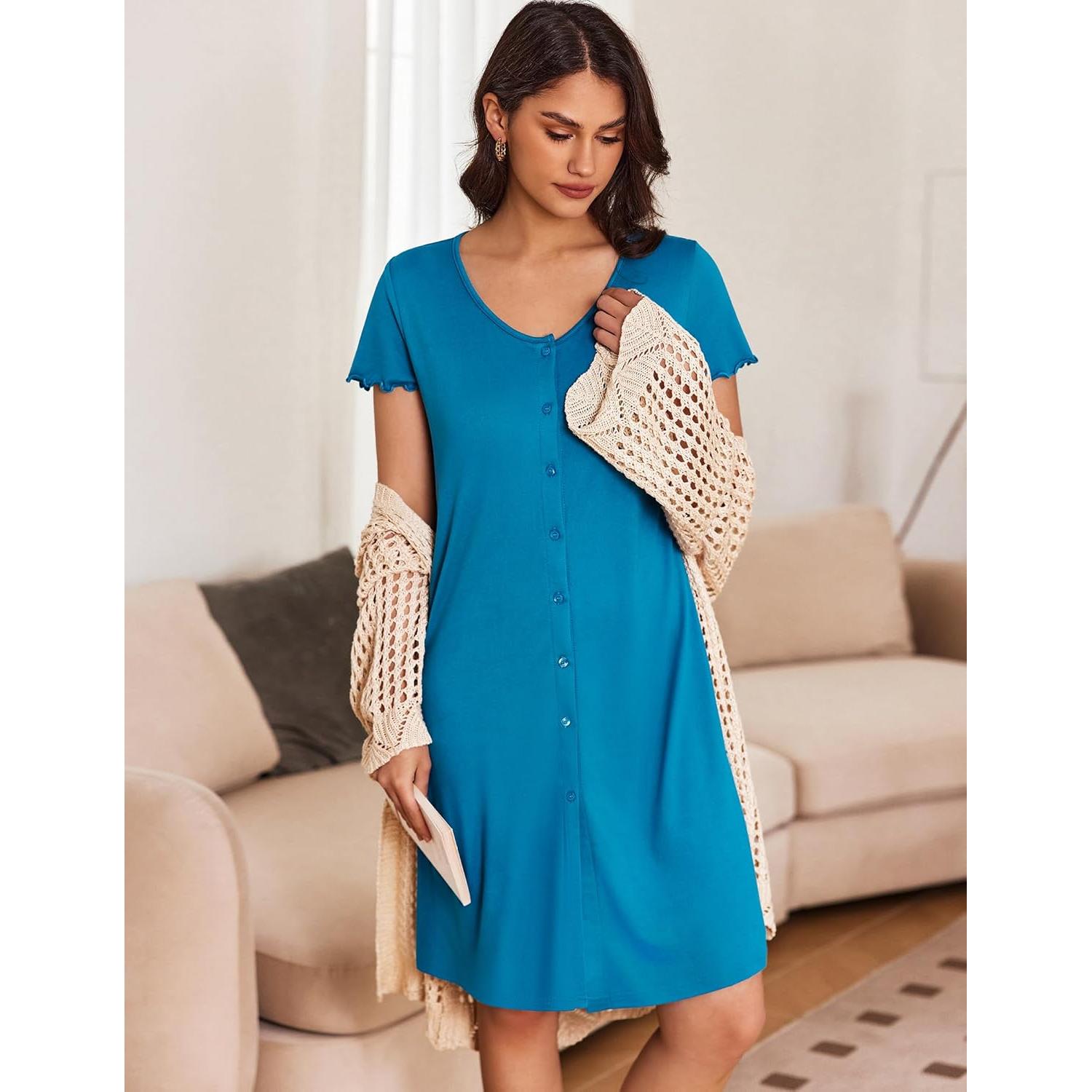 Camisones de Botón Ekouaer para Mujeres Embarazadas - 3 Paquetes