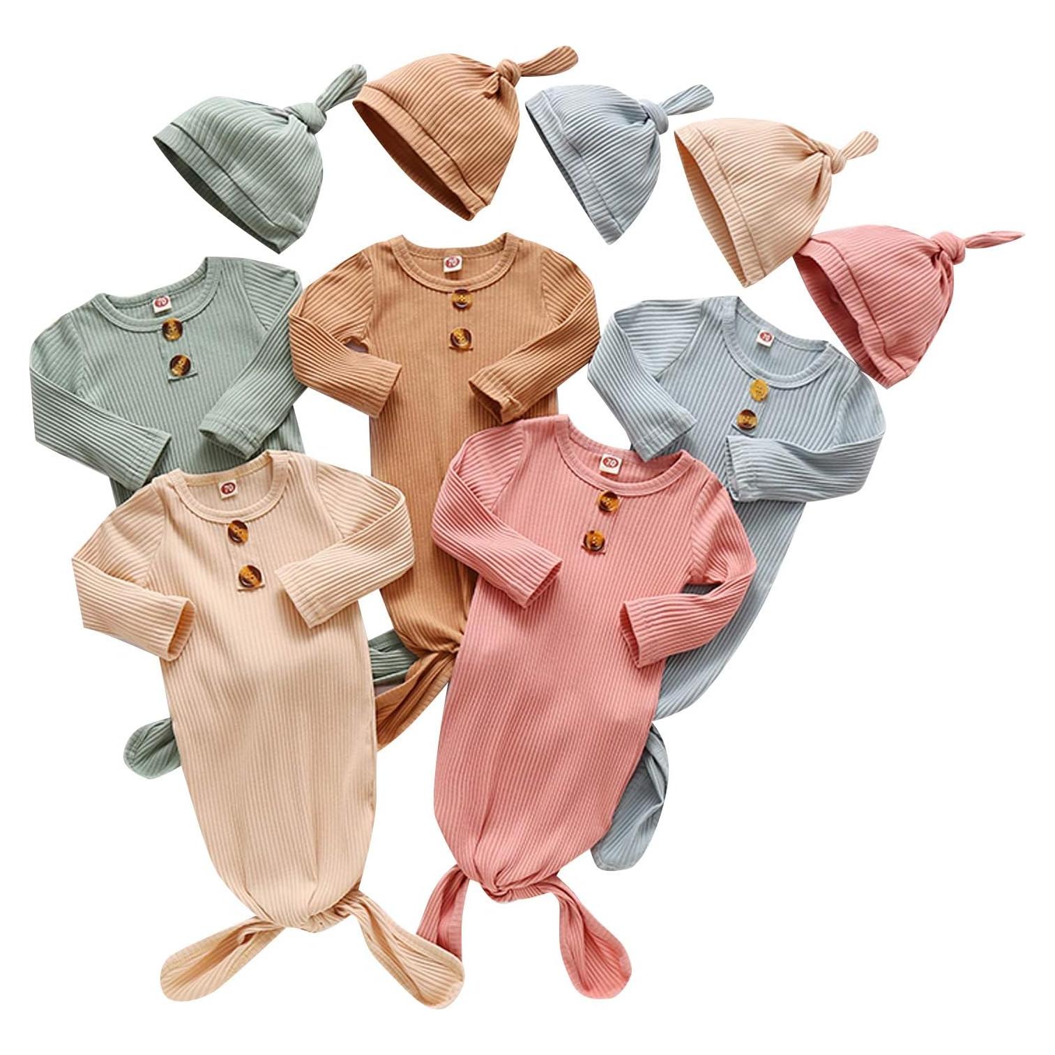 BASKOPA Gown Knotted Unisex Bebé 0-6 Meses Verde con Gorra