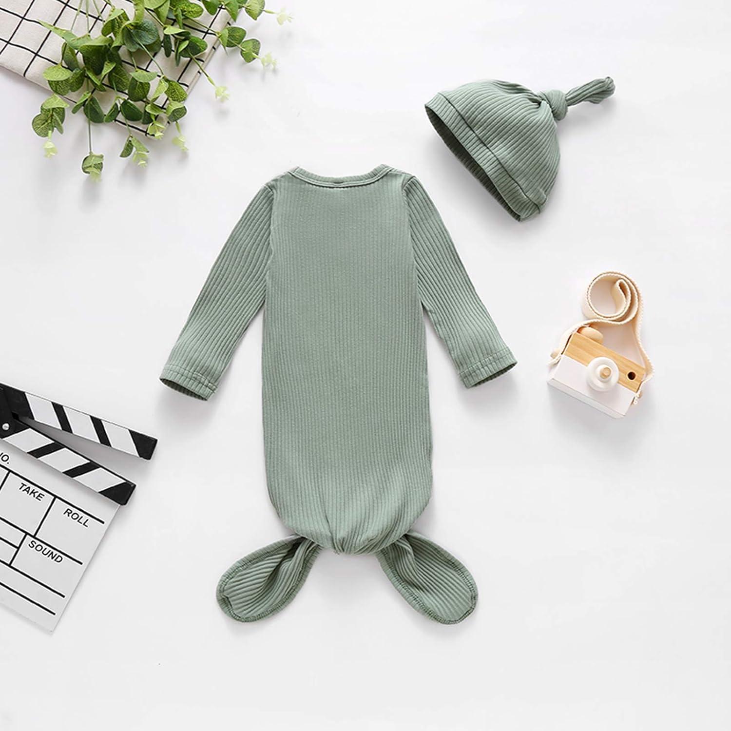 BASKOPA Gown Knotted Unisex Bebé 0-6 Meses Verde con Gorra