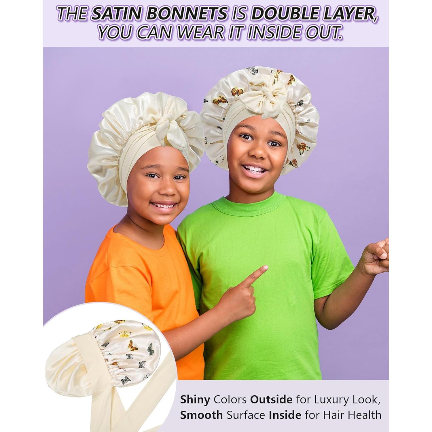Bonete de Satén para Niños AWAYTR Beige Mariposa 3-7 Años